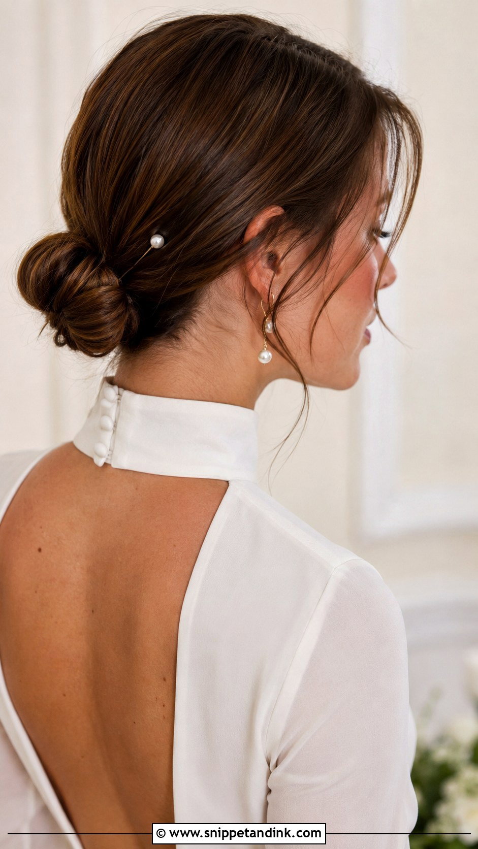 Low Bun for Short Hair - Snippet and Ink - 25 Short Hair for Wedding Ideas