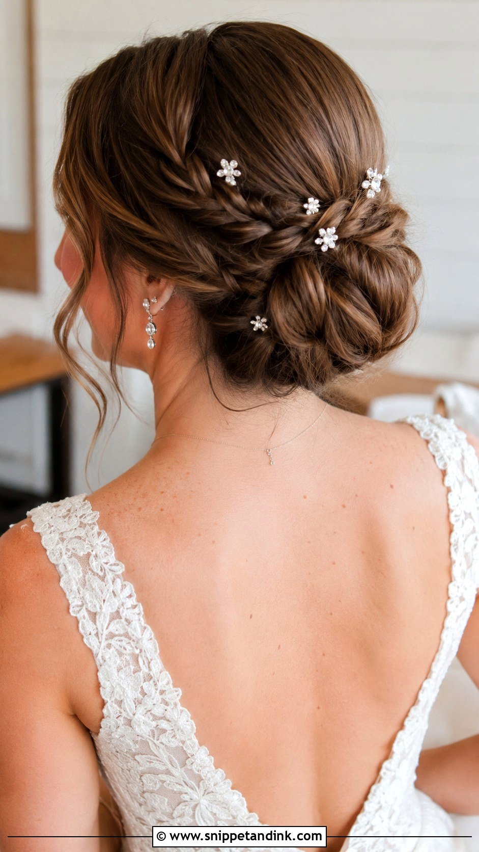 Low Bun with Braided Detail - Snippet and Ink - 20 Simple Hair for Wedding Ideas
