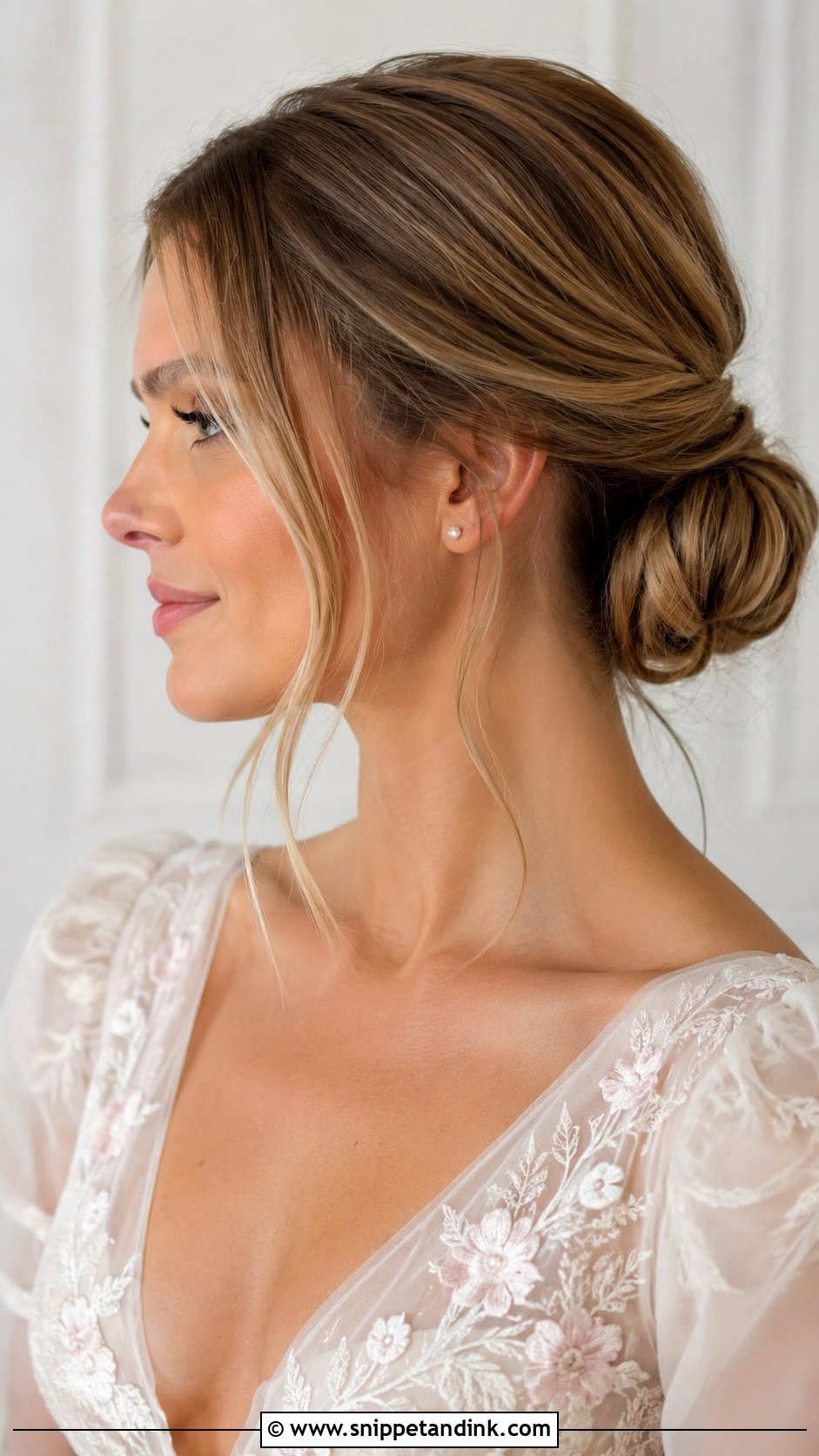Low Bun with Face Framing Pieces - Snippet and Ink - 25 Simple Hairstyles for Wedding Guest