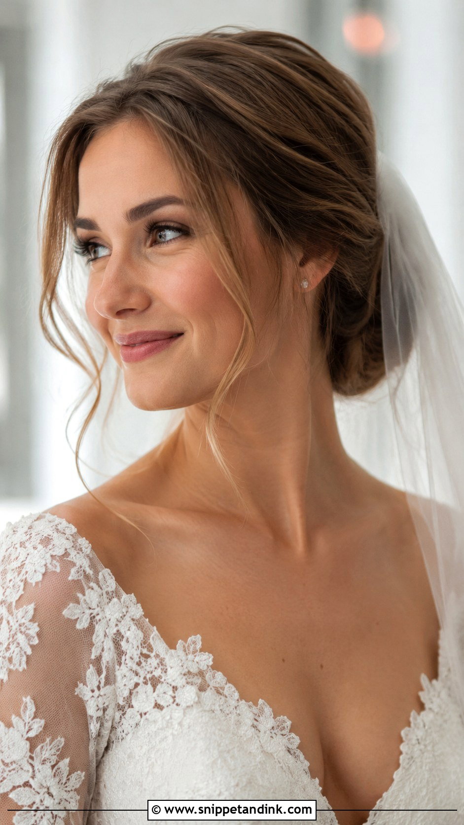 Low Bun with Face Framing Pieces - Snippet and Ink - 25 Wedding Hair for Bride Ideas