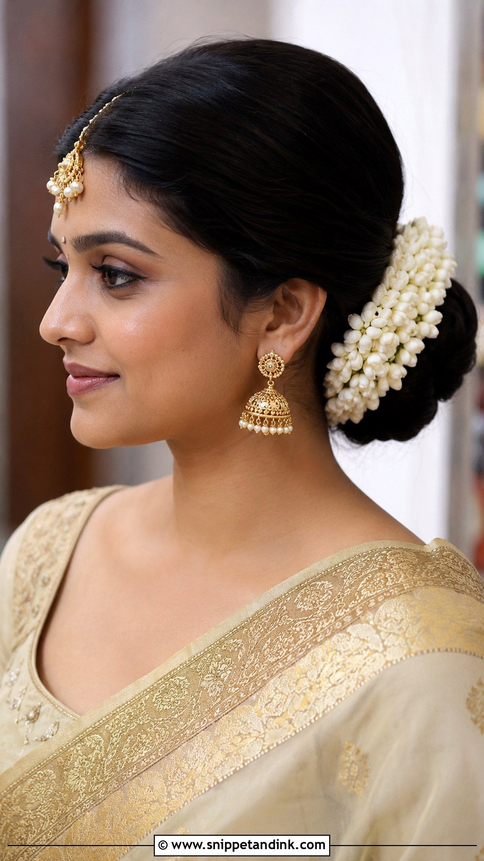 Low Bun with Gajra - Snippet and Ink - 25 Dholki Hairstyles