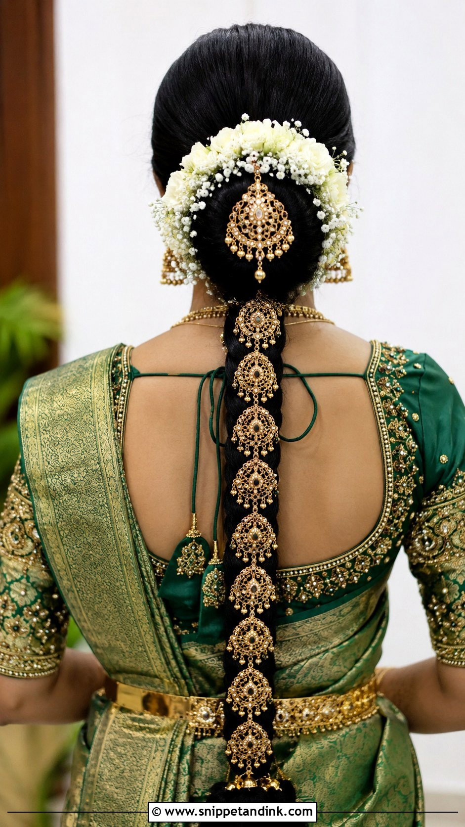 Low Bun with Hair Jada - Snippet and Ink - 25 South Indian Bride Muhurtham Hairstyle Ideas