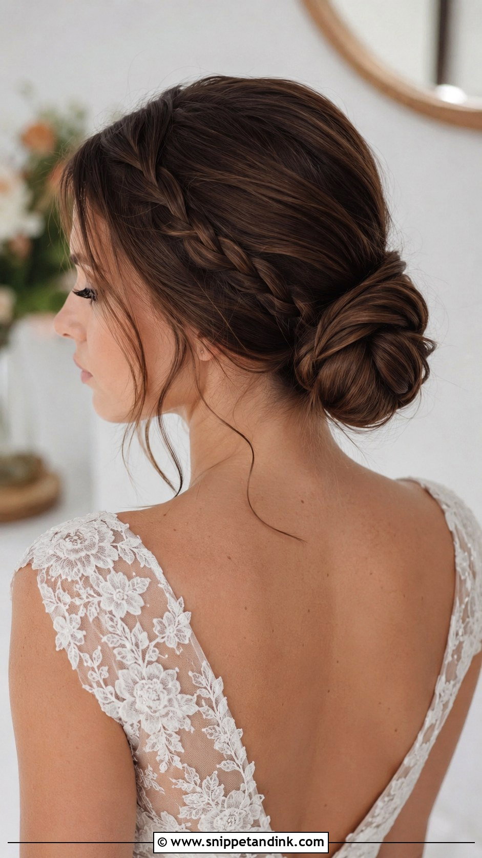 Low Bun with Side Braid - Snippet and Ink - 20 Easy Wedding Hairstyles for Short Hair