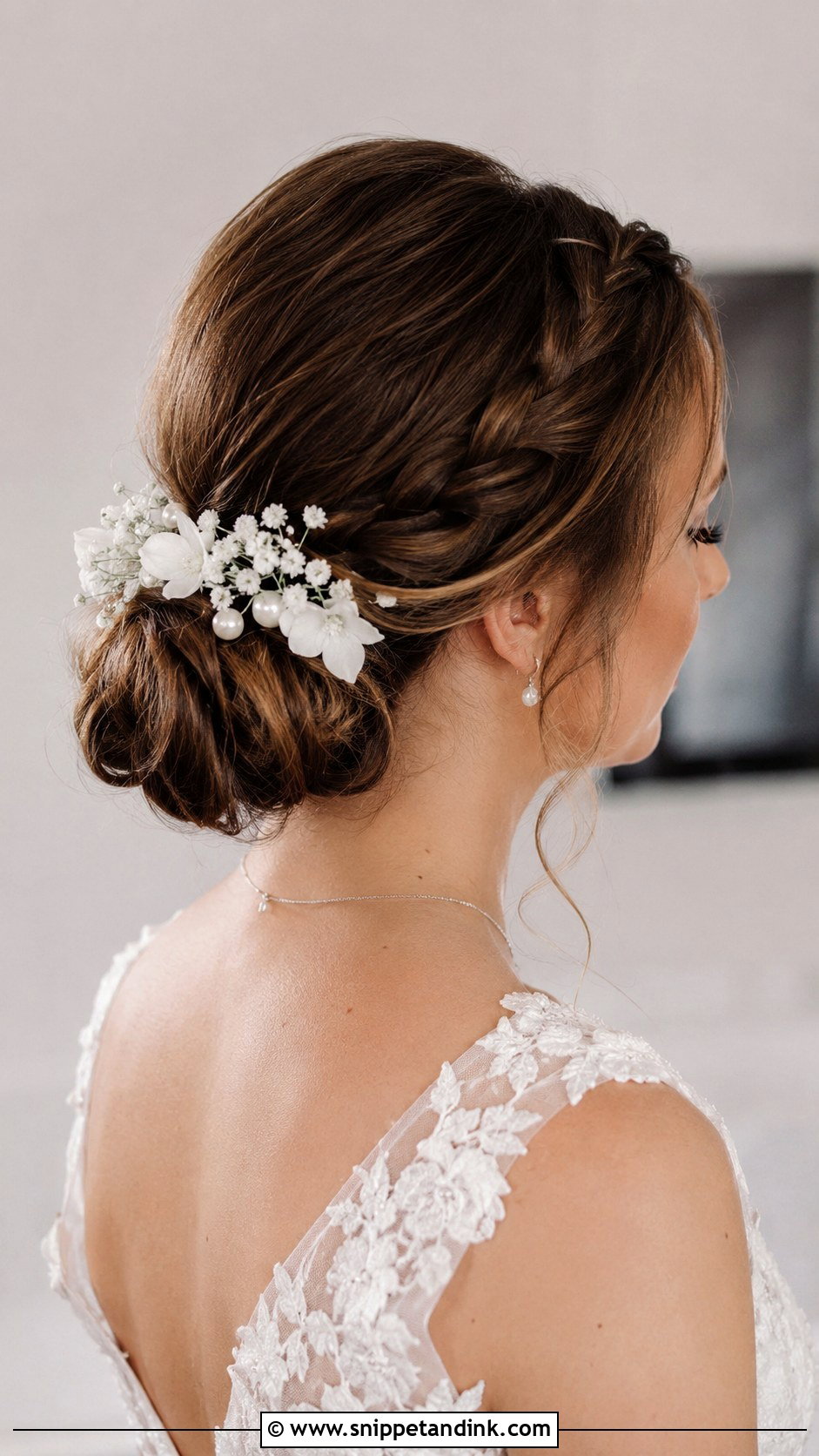 Low Bun with Side Braid for Bride - Snippet and Ink - 25 Hairstyle for Wedding Bride Ideas