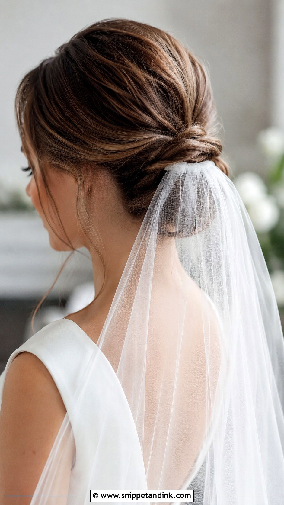 Low Bun with Veil - Snippet and Ink - 30 Wedding Hair Up Ideas