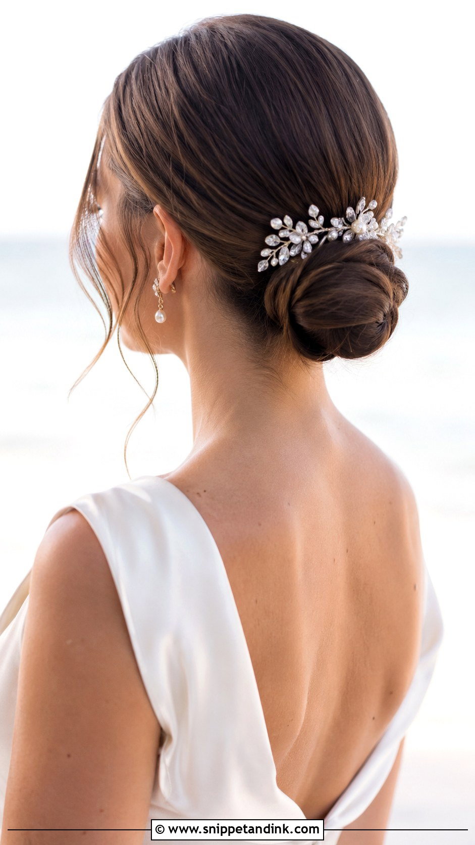 Low Chignon - Snippet and Ink - 20 Beach Wedding Hair Updo Ideas
