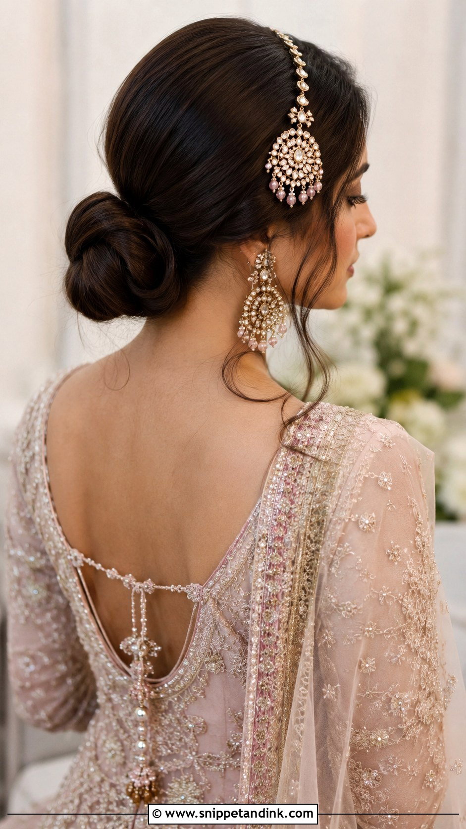 Low Chignon - Snippet and Ink - 25 Pakistani Bridal Hairstyles Walima