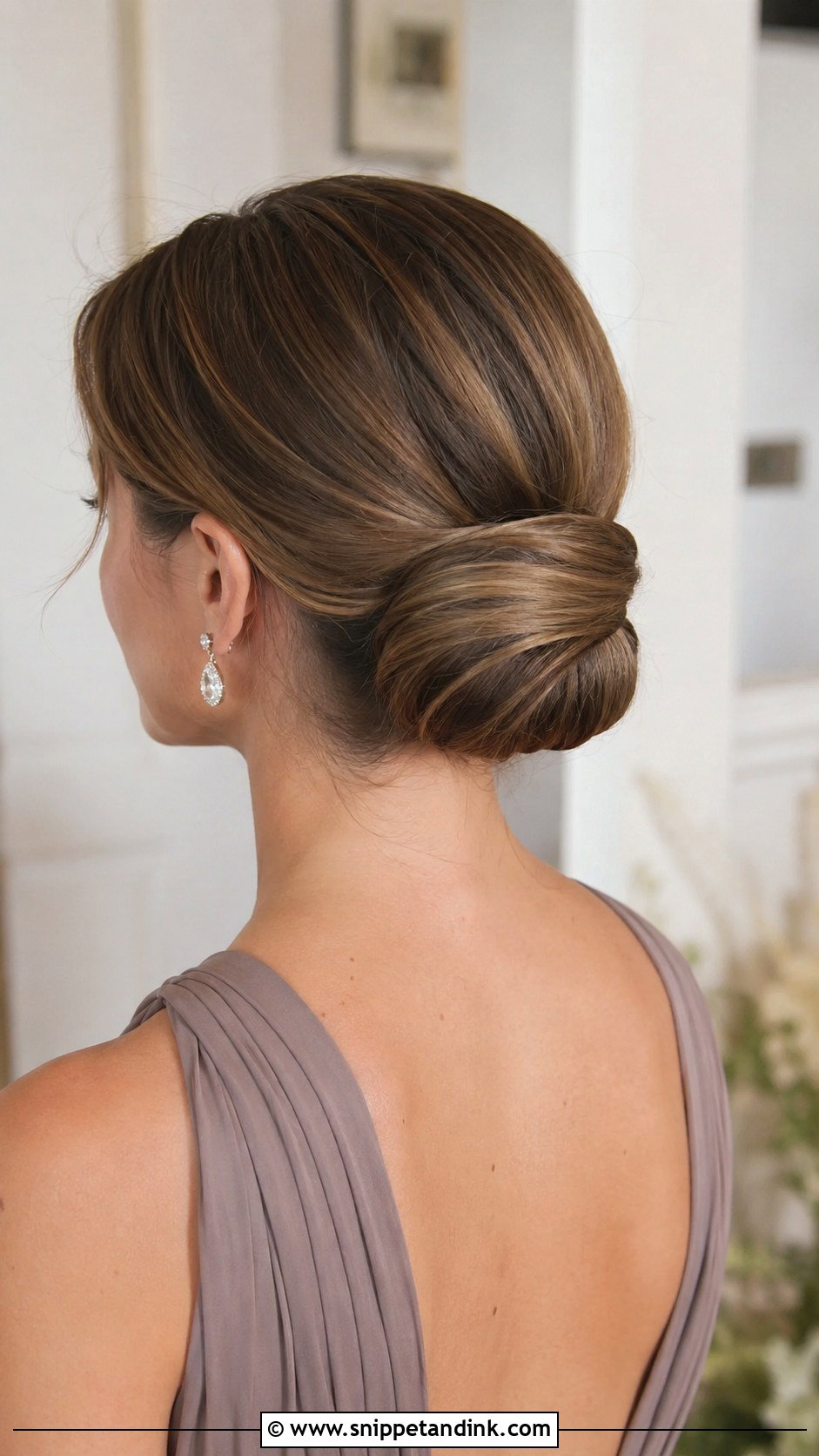 Low Chignon - Snippet and Ink - 30 Medium Length Hair Styles Wedding Guest