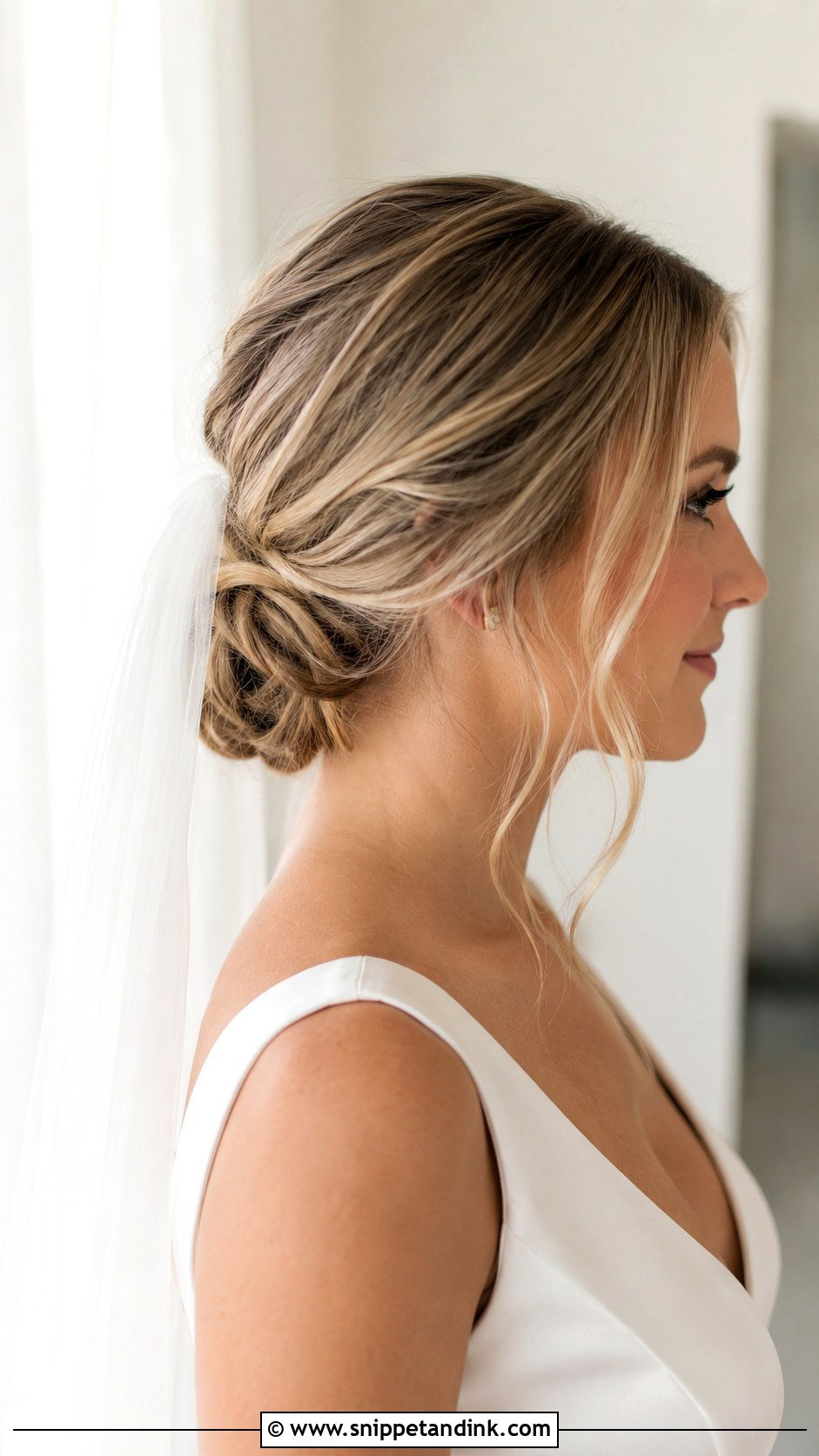 Low Chignon Bridal Updo - Snippet and Ink - 25 Medium Length Bridal Hairstyles