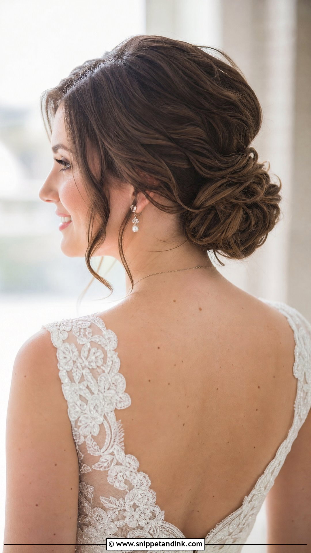 Low Chignon Bridal Updo - Snippet and Ink - 20 Bride Hairstyles Front View