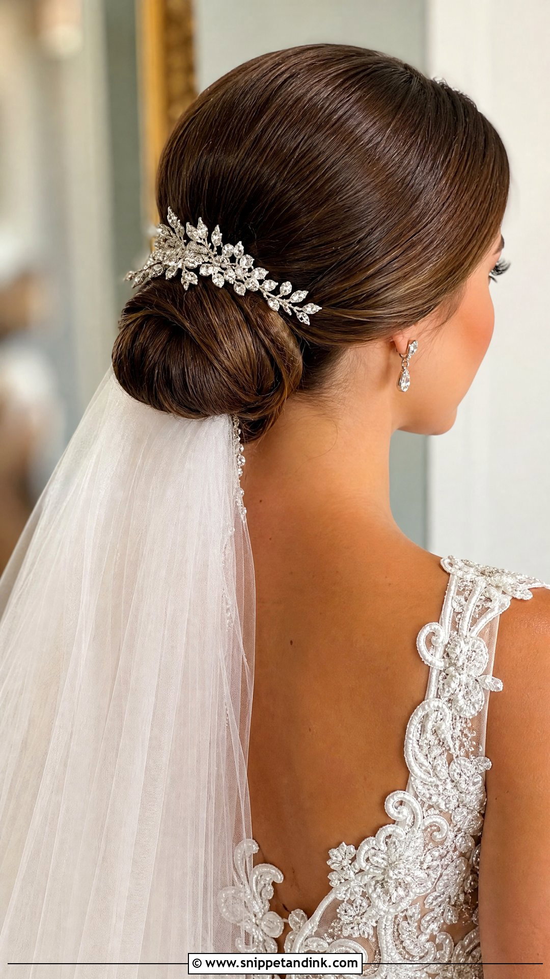 Low Chignon Bun - Snippet and Ink - 20 Bridal Low Bun Hairstyles