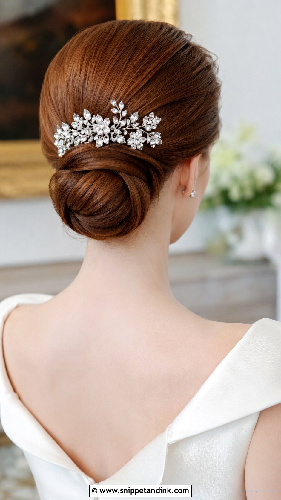 Low Chignon Bun - Snippet and Ink - 35 Low Bun Wedding Hair Ideas