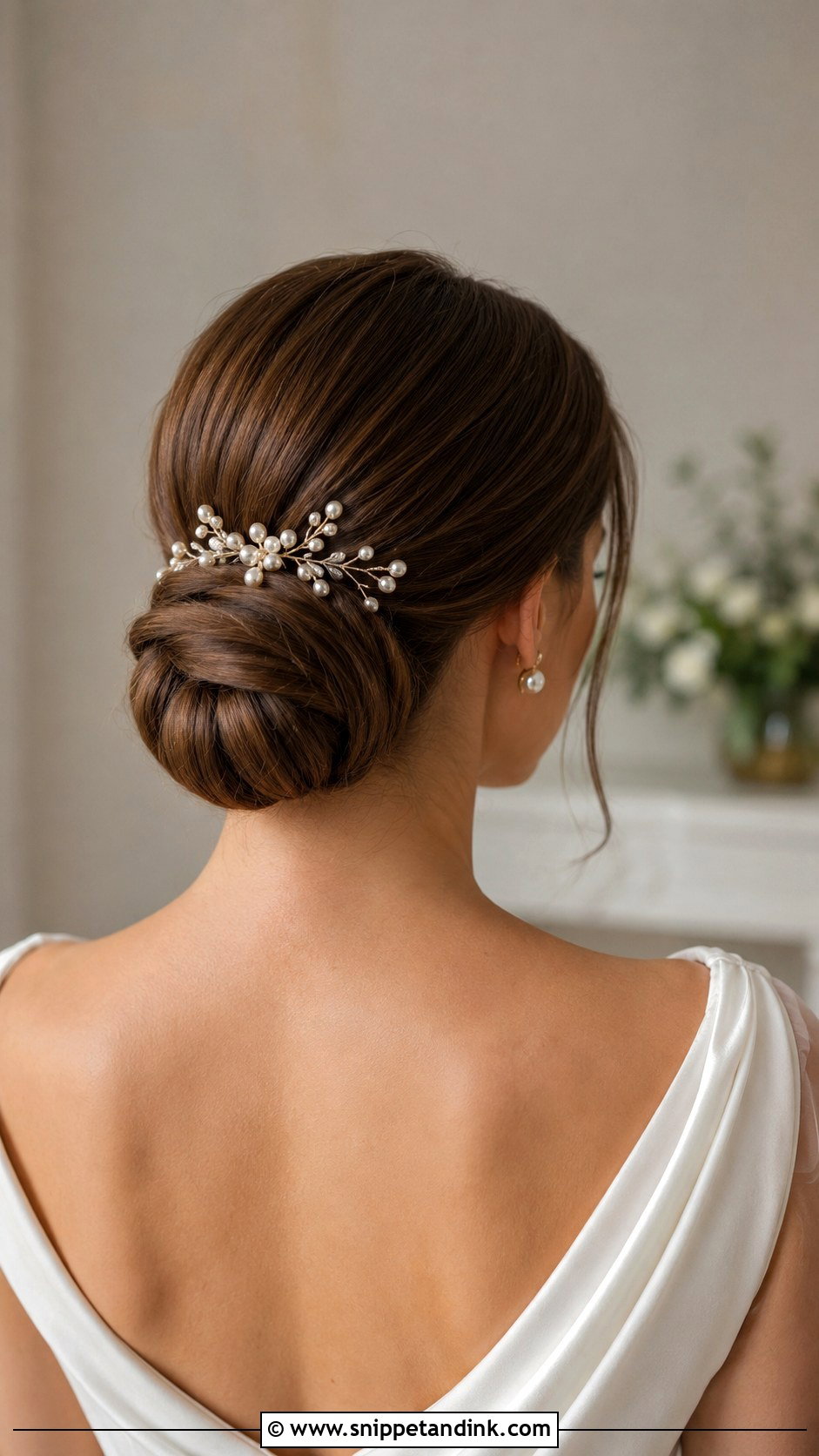Low Chignon Bun - Snippet and Ink - 20 Hair Styles for Medium Hair Wedding