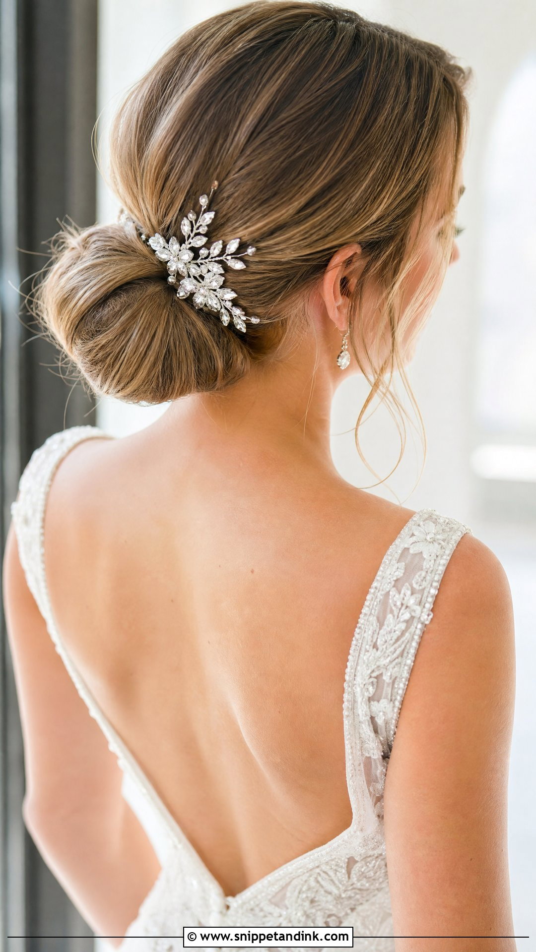 Low Chignon Bun - Snippet and Ink - 20 Hairstyle for Bridal Ideas
