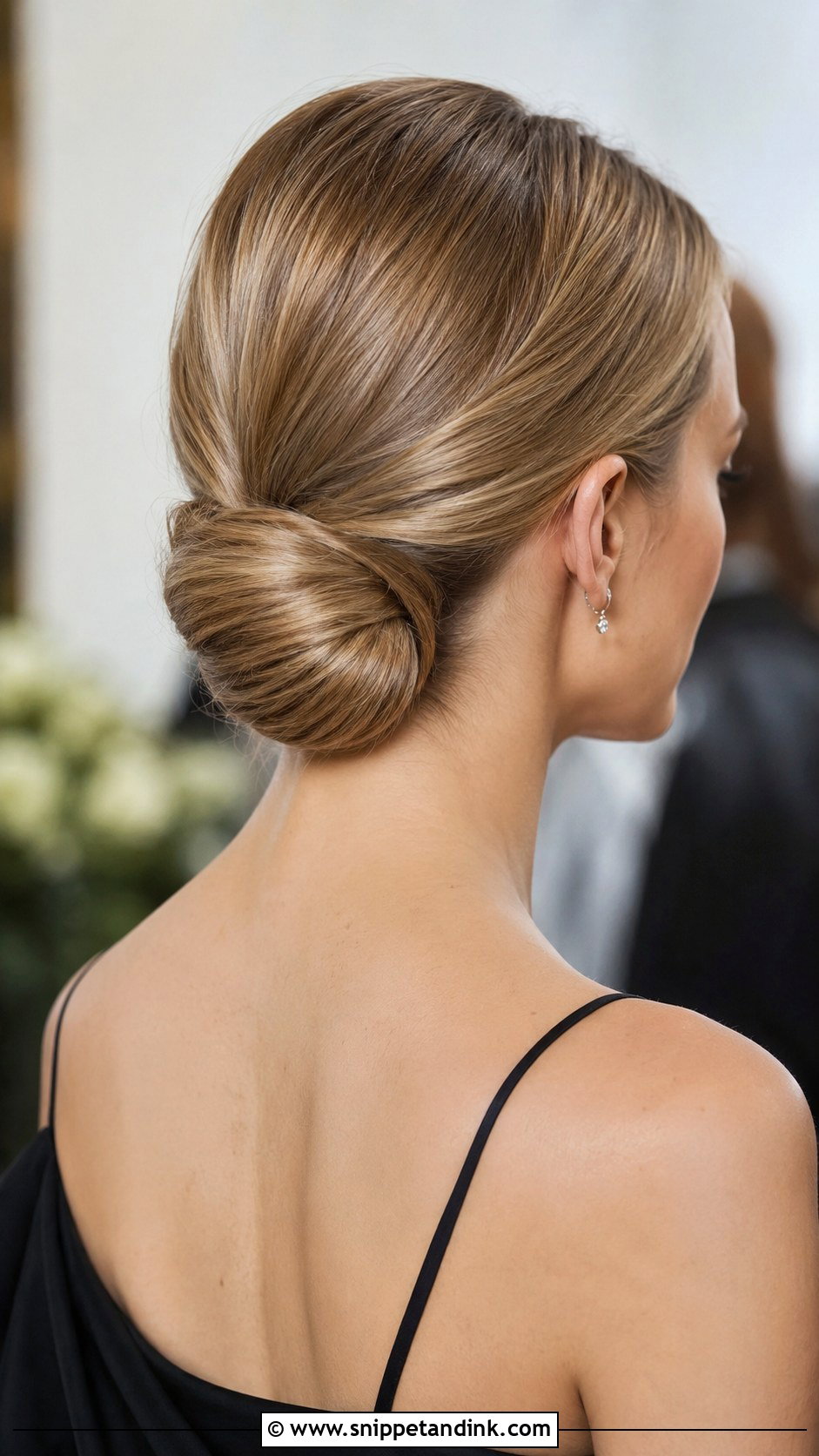 Low Chignon Bun - Snippet and Ink - 20 Low Bun Wedding Guest Hair Ideas