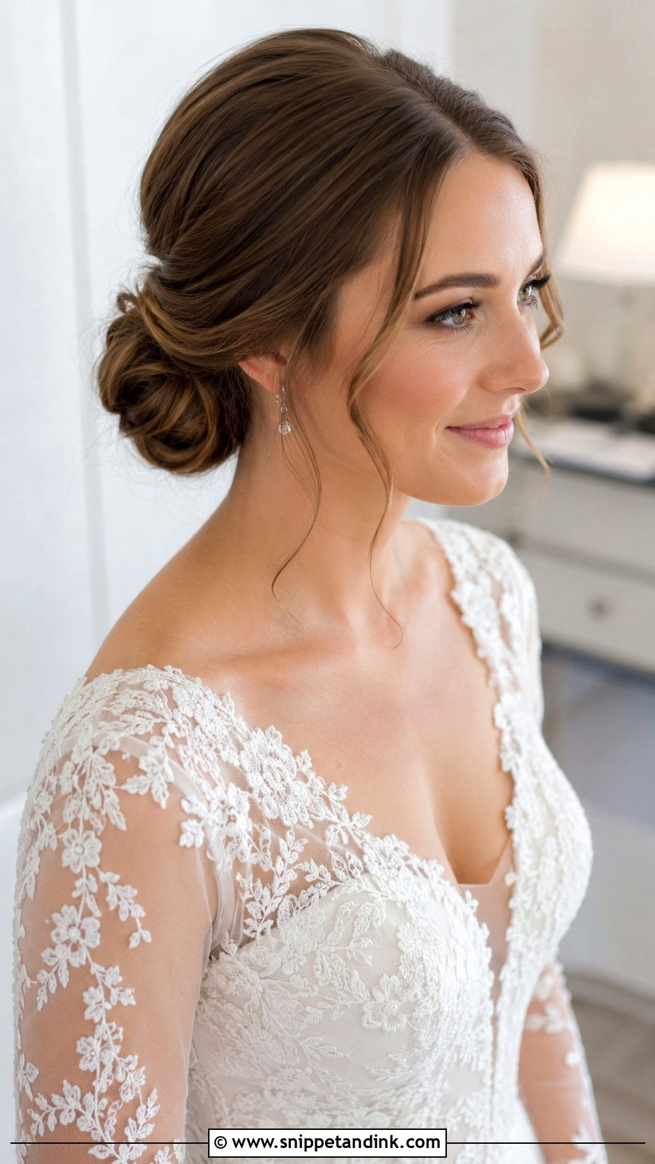 Low Chignon Bun Wedding Updo - Snippet and Ink - 20 Elegant Wedding Updo Ideas
