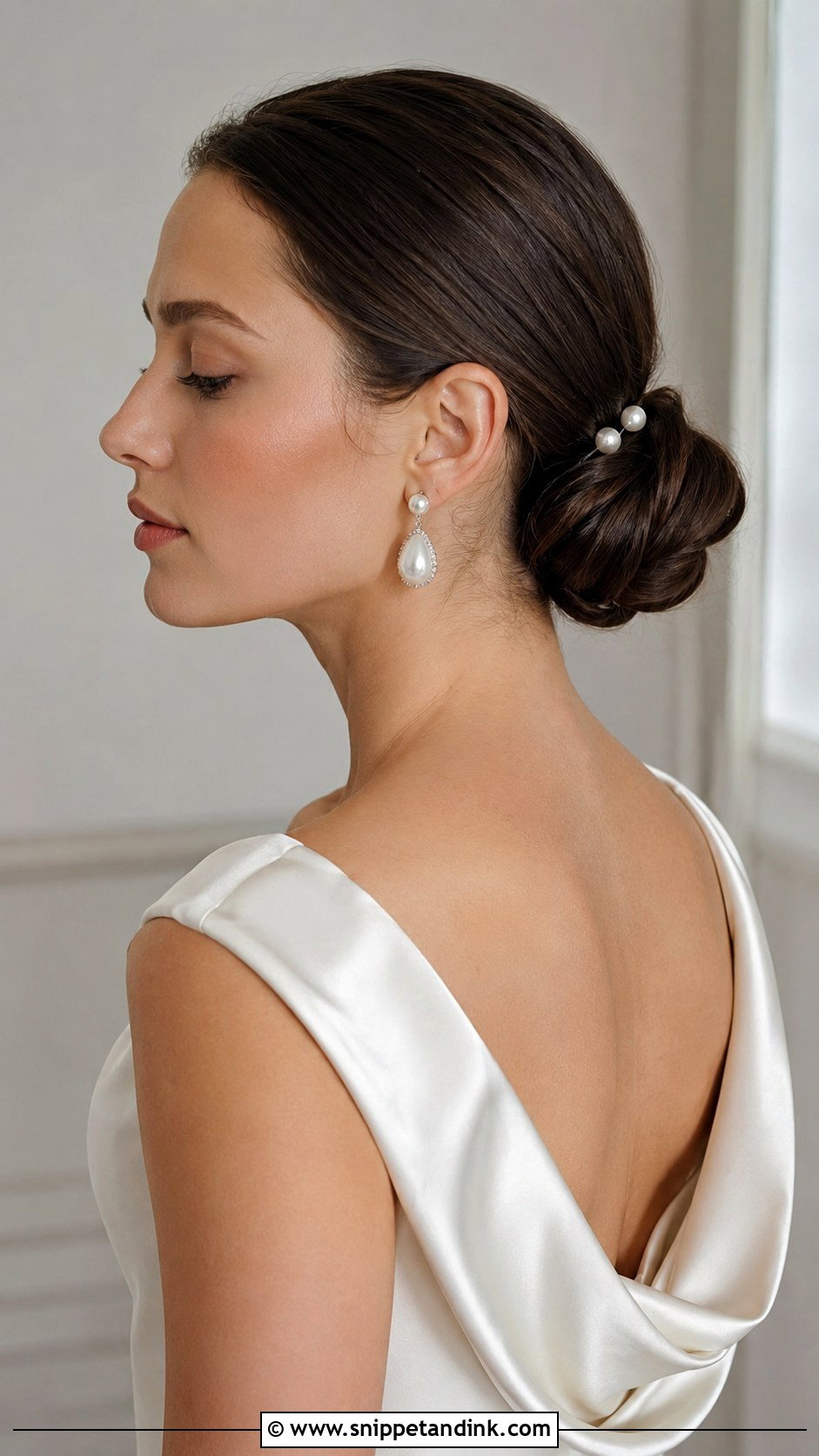 Low Chignon Bun for Brides - Snippet and Ink - 20 Hair Styles for Wedding Hairstyles