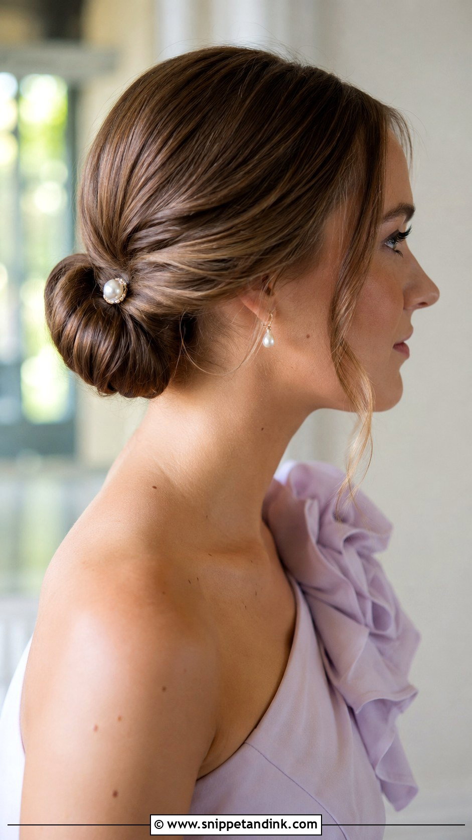 Low Chignon Bun for Medium Hair - Snippet and Ink - 25 Wedding Guest Updos for Medium Hair