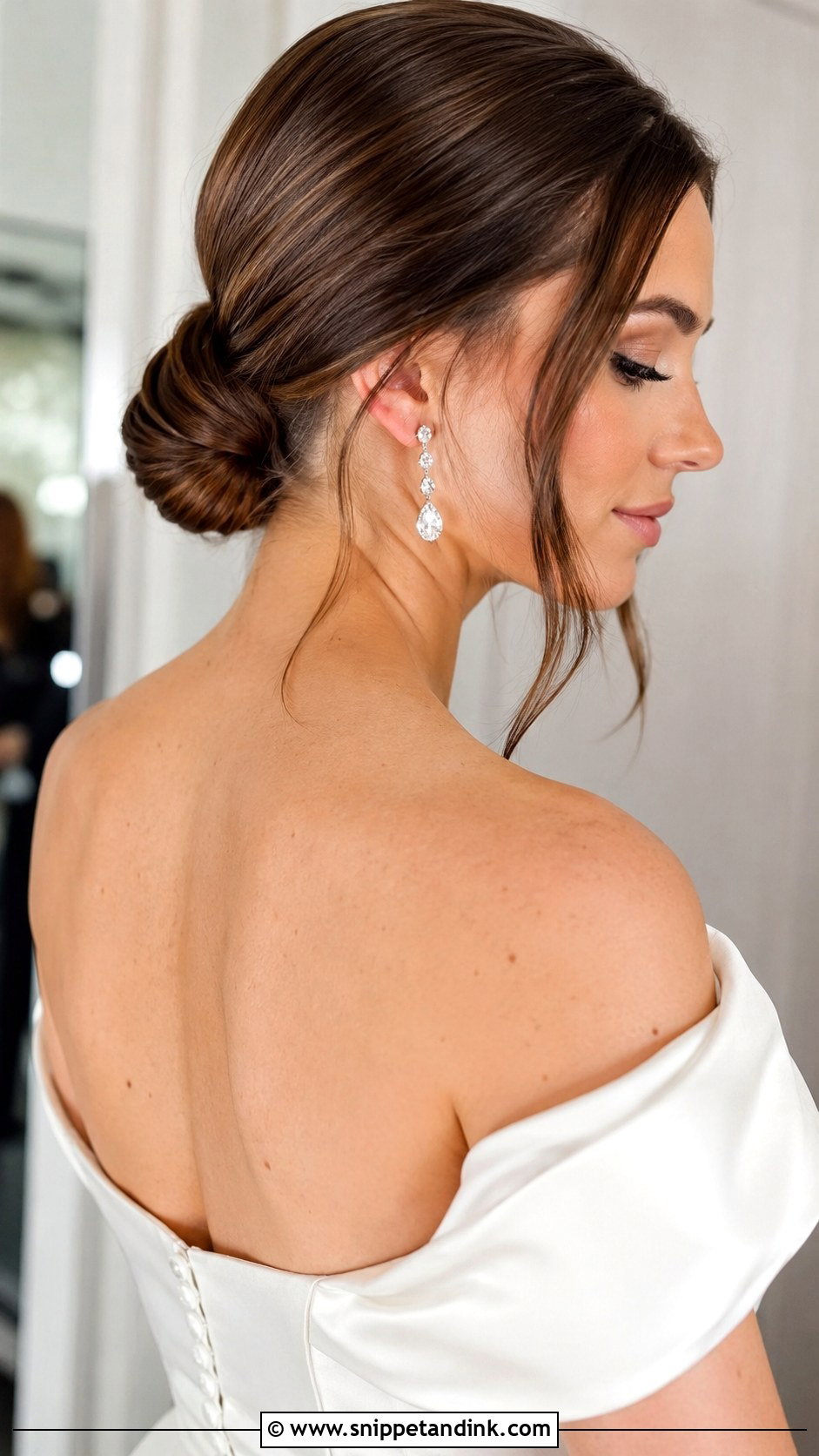 Low Chignon Bun for Weddings - Snippet and Ink - 25 Romantic Bridal Hair Ideas