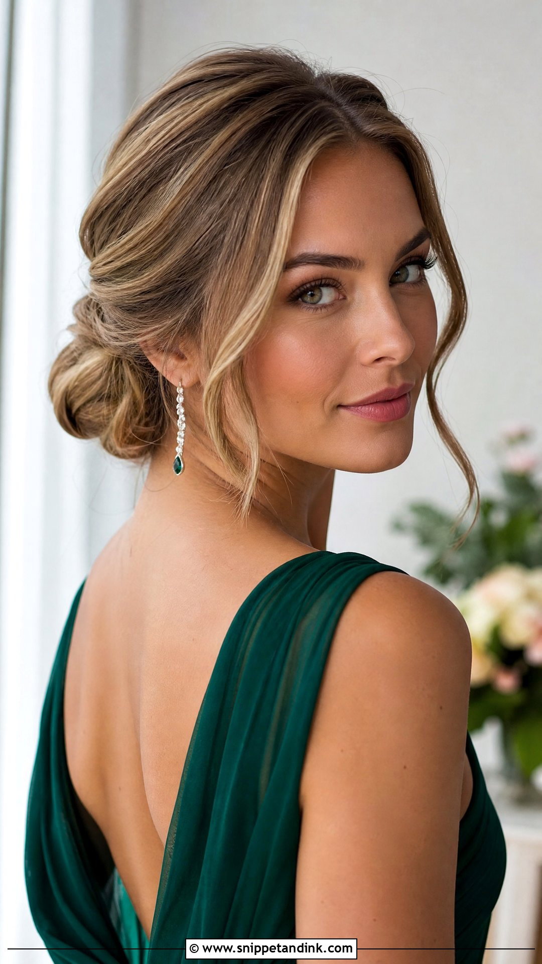 Low Chignon Shoulder Length Wedding Guest Hairstyle - Snippet and Ink - 20 Shoulder Length Wedding Guest Hairstyles
