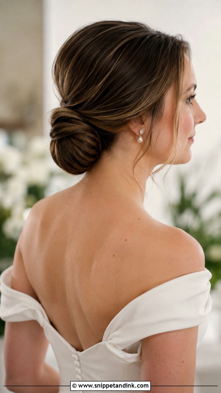 Low Chignon Updo for Medium Hair - Snippet and Ink - 25 Up Dos for Medium Hair Wedding Ideas