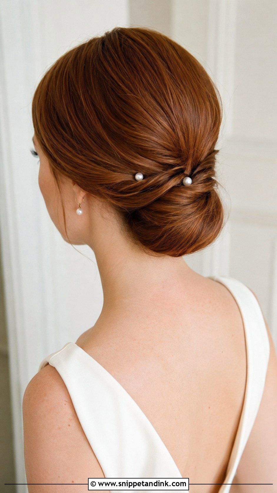 Low Chignon Updo for Red Hair - Snippet and Ink - 25 Red Hair Wedding Hairstyles