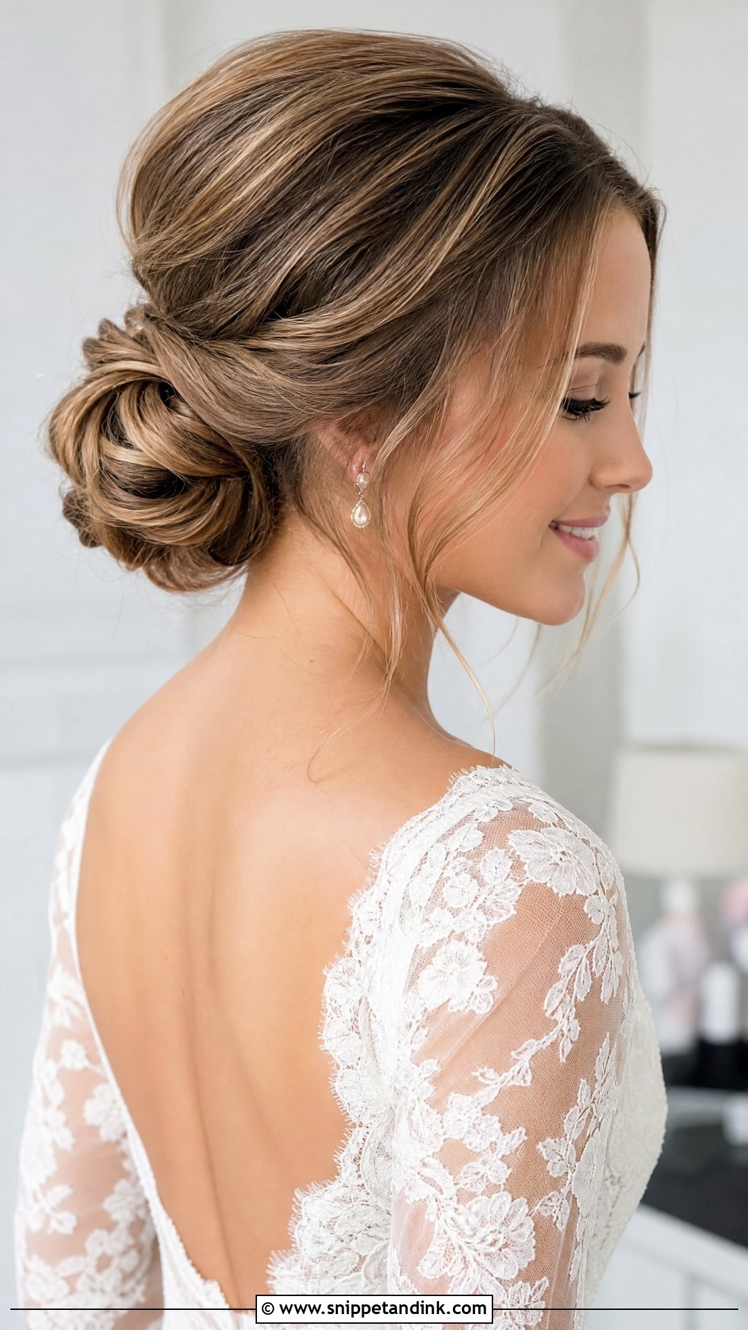 Low Chignon Wedding Hair - Snippet and Ink - 20 Pinned Back Wedding Hair Ideas