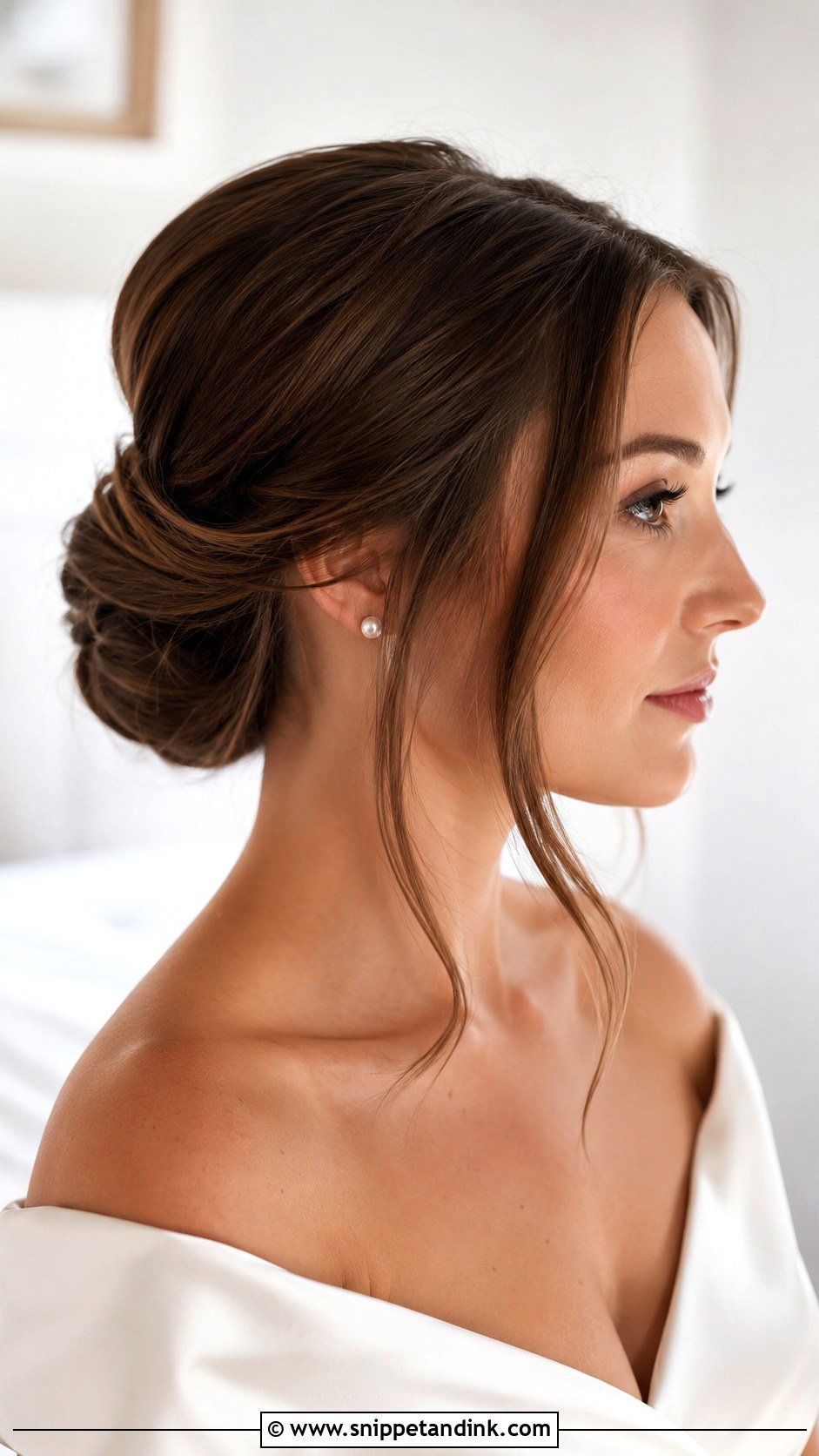 Low Chignon Wedding Hairdo For Round Face - Snippet and Ink - 15 Hairdo for Round Face Wedding Ideas