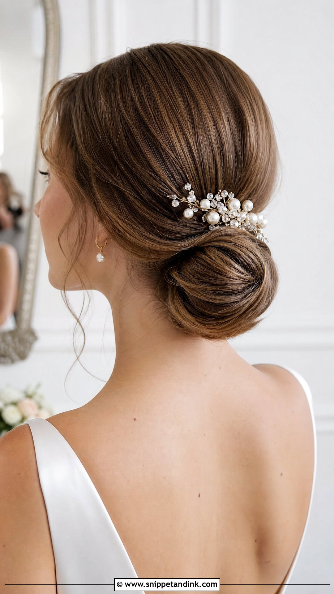 Low Chignon Wedding Hairstyle - Snippet and Ink - 20 Medium Length Bride Hairstyles