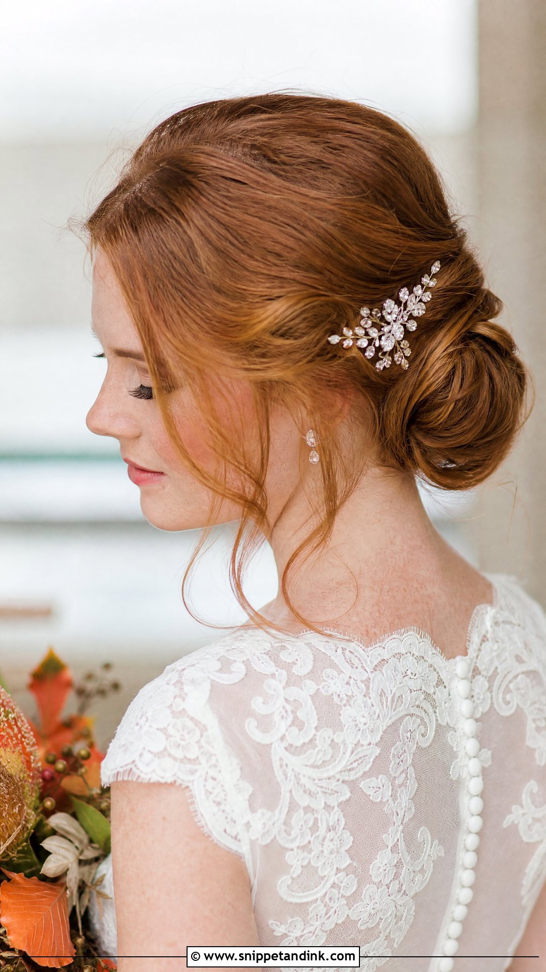 Low Chignon Wedding Hairstyle - Snippet and Ink - 20 Mid Length Hair Wedding Styles