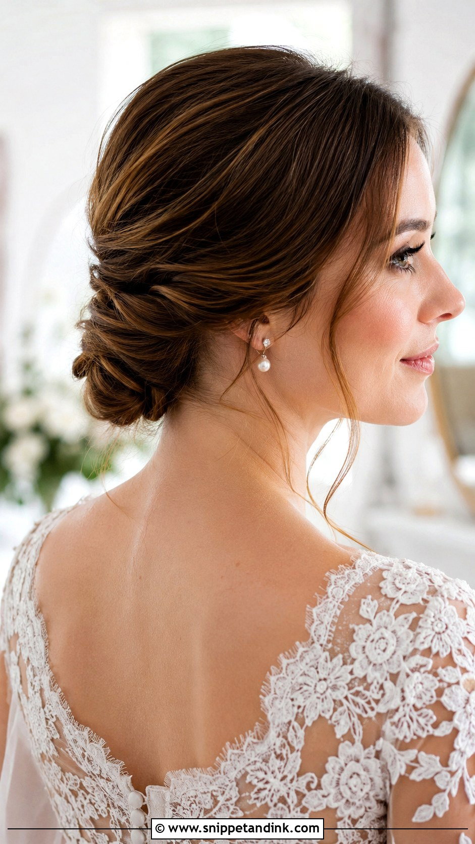 Low Chignon Wedding Updo - Snippet and Ink - 20 Romantic Wedding Updo Ideas