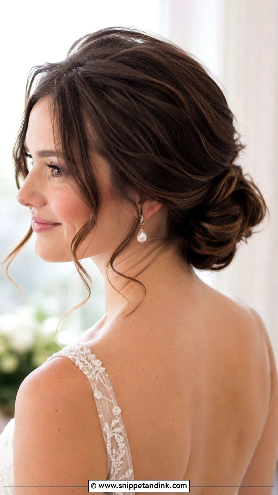Low Chignon Wedding Upstyle - Snippet and Ink - 15 Wedding Upstyles Medium Length Ideas