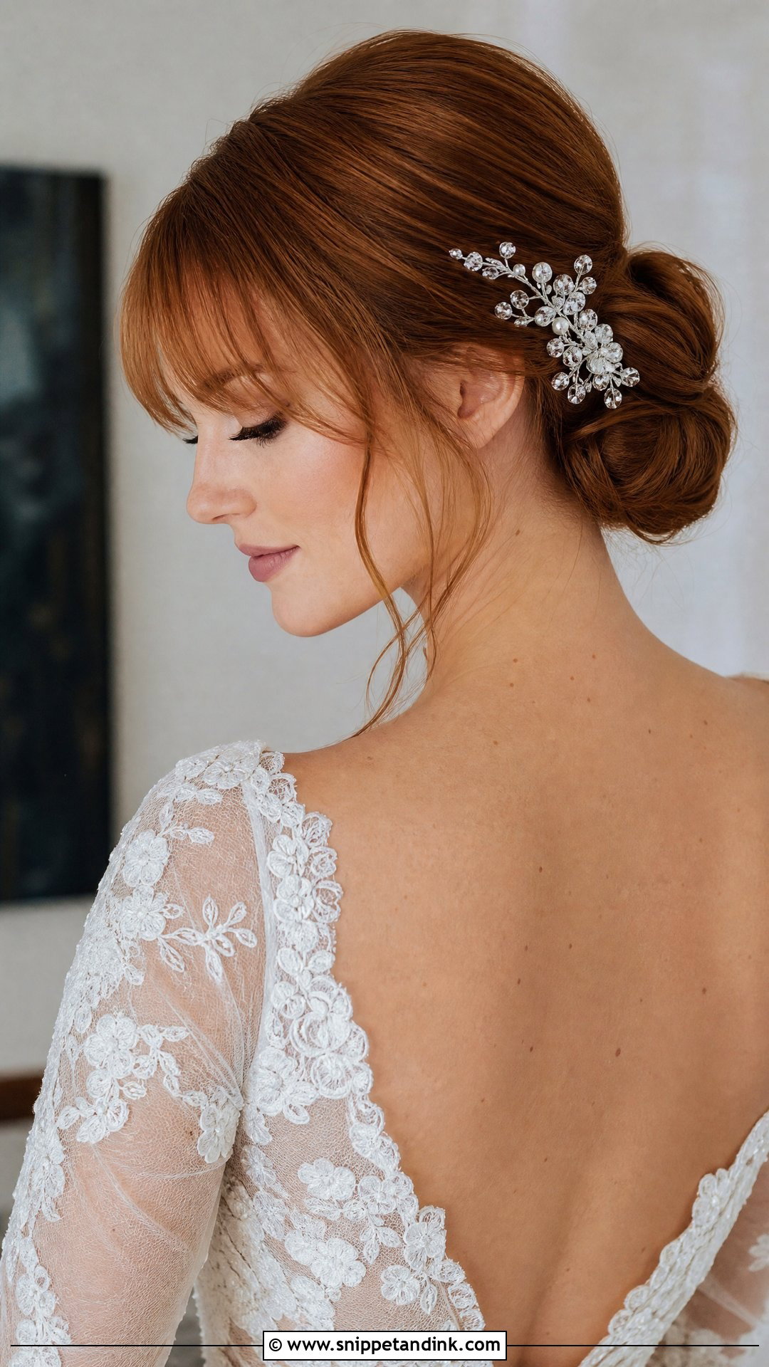 Low Chignon With Bangs - Snippet and Ink - 15 Bride Hairstyles Bangs