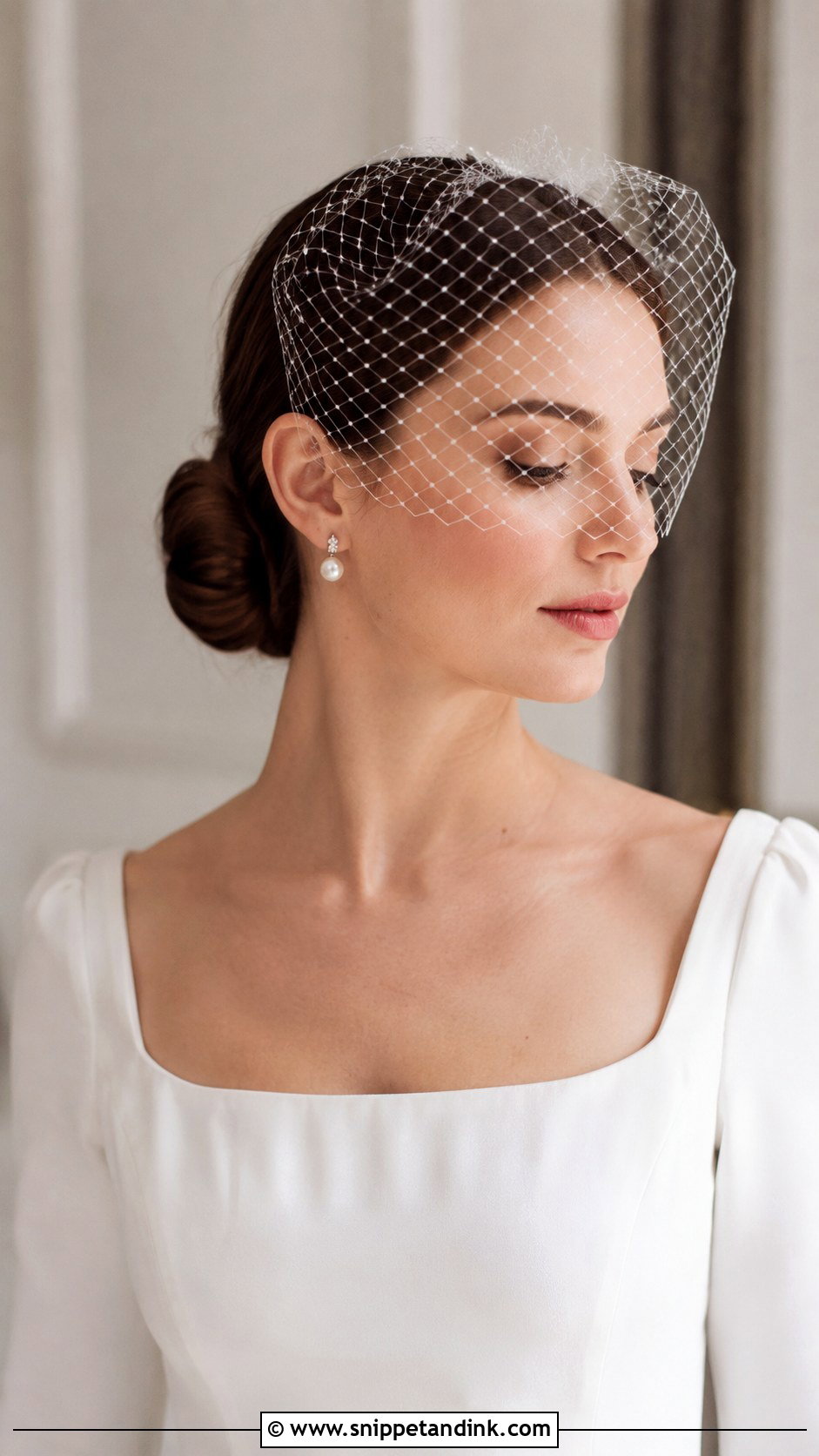 Low Chignon With Birdcage Veil - Snippet and Ink - 20 Brides Hairstyles with Veil