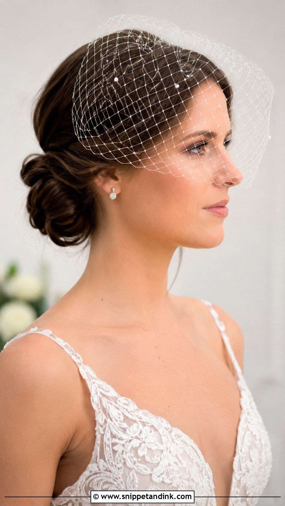 Low Chignon With Birdcage Veil - Snippet and Ink - 20 Birdcage Veil Hairstyle Ideas