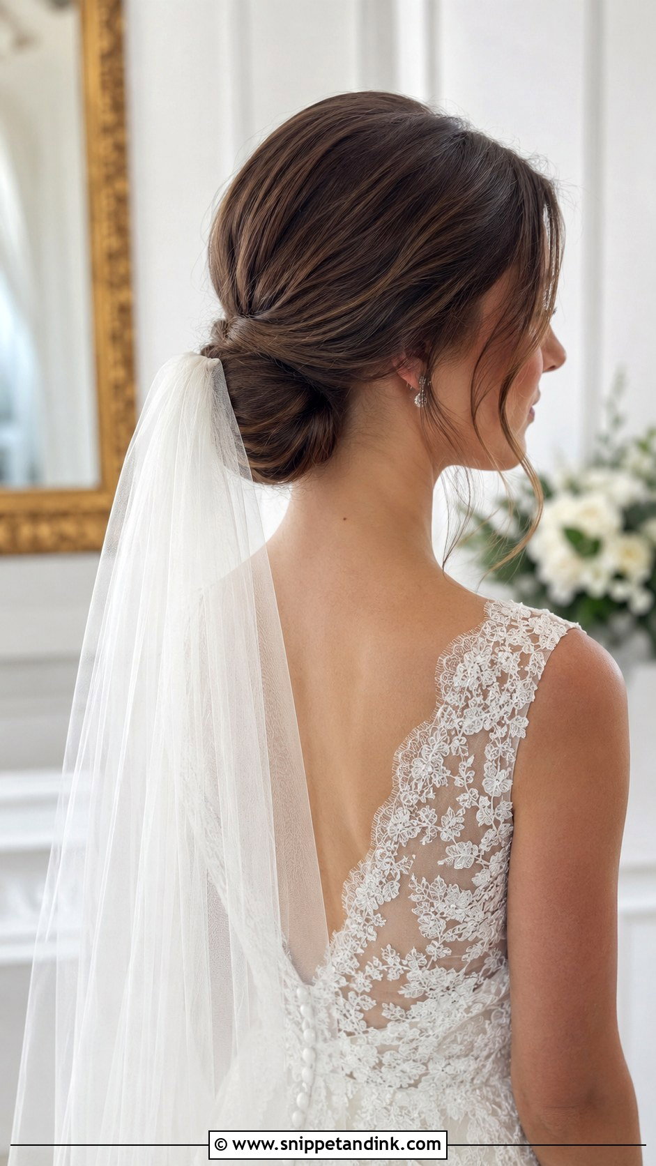 Low Chignon With Cathedral Veil - Snippet and Ink - 25 Cathedral Veil Hairstyle Ideas
