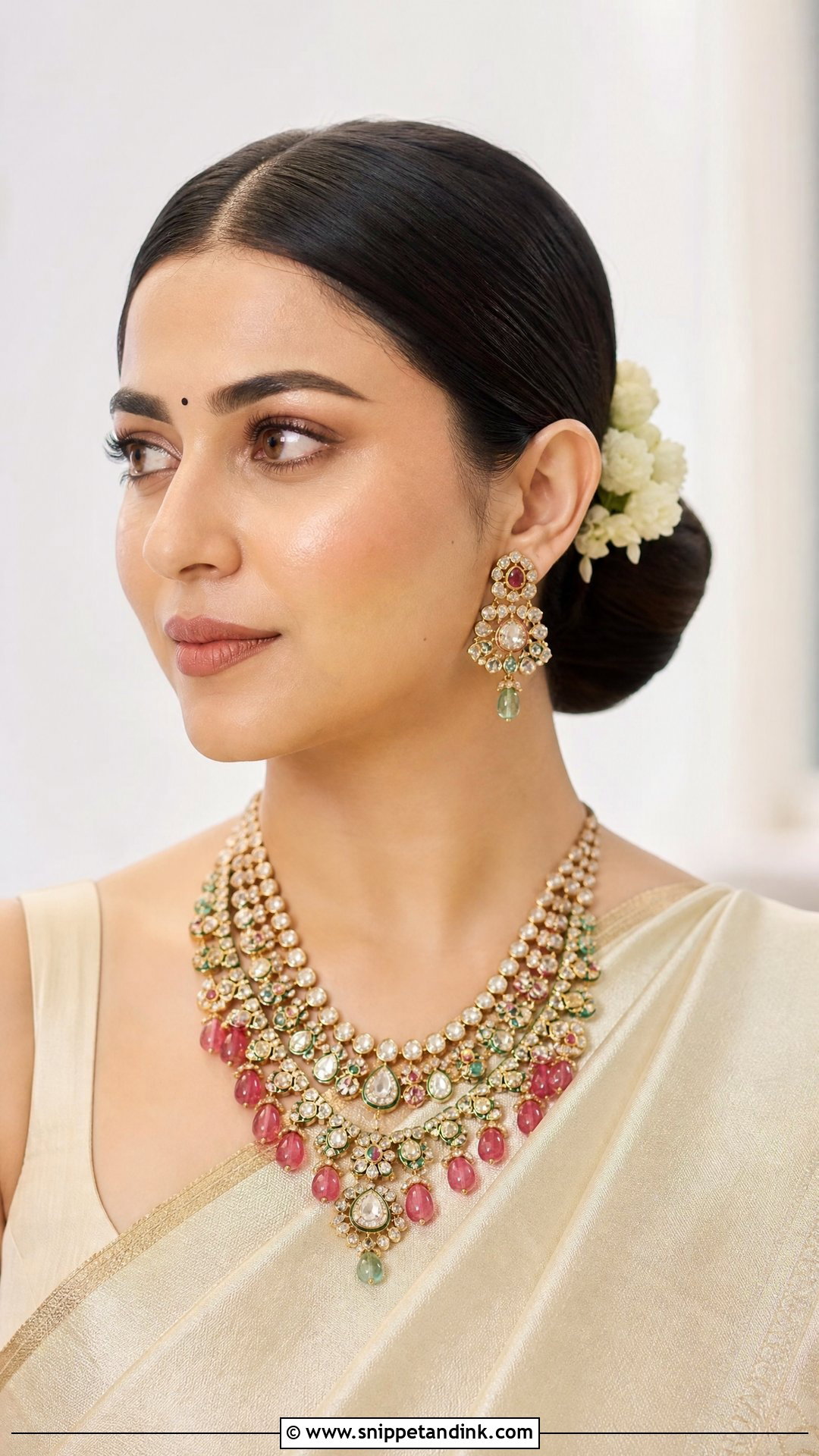 Low Chignon With Center Part - Snippet and Ink - 20 Easy Self Indian Hairstyles for Wedding