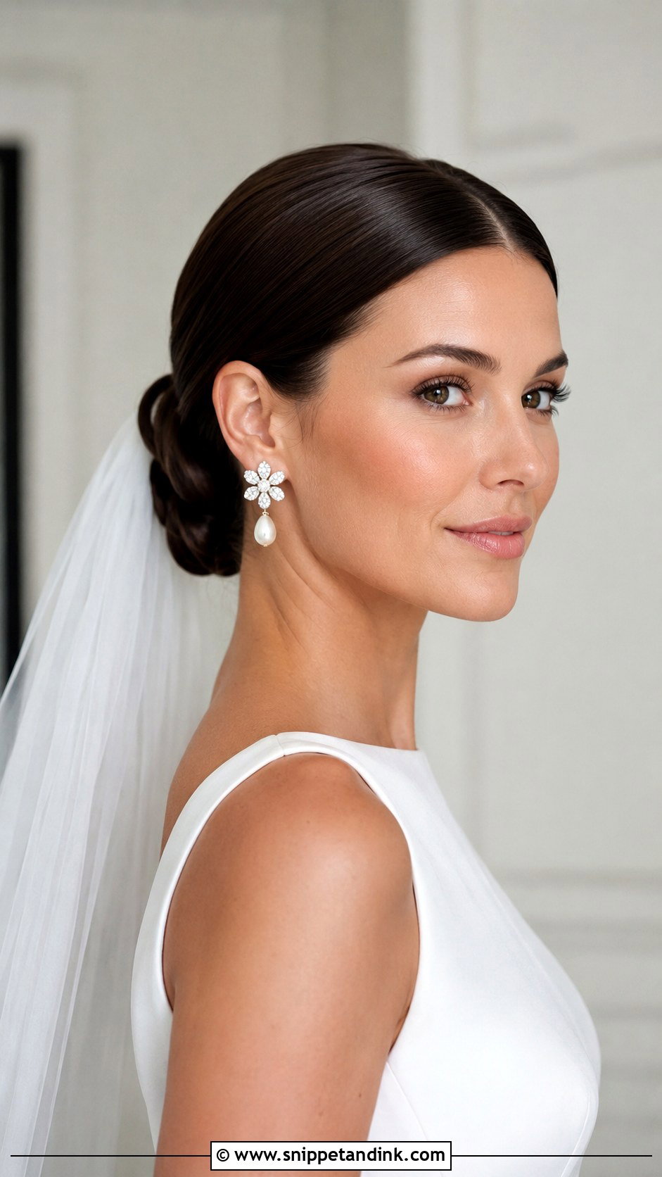 Low Chignon With Center Part - Snippet and Ink - 25 Elegant Bridal Hairstyles
