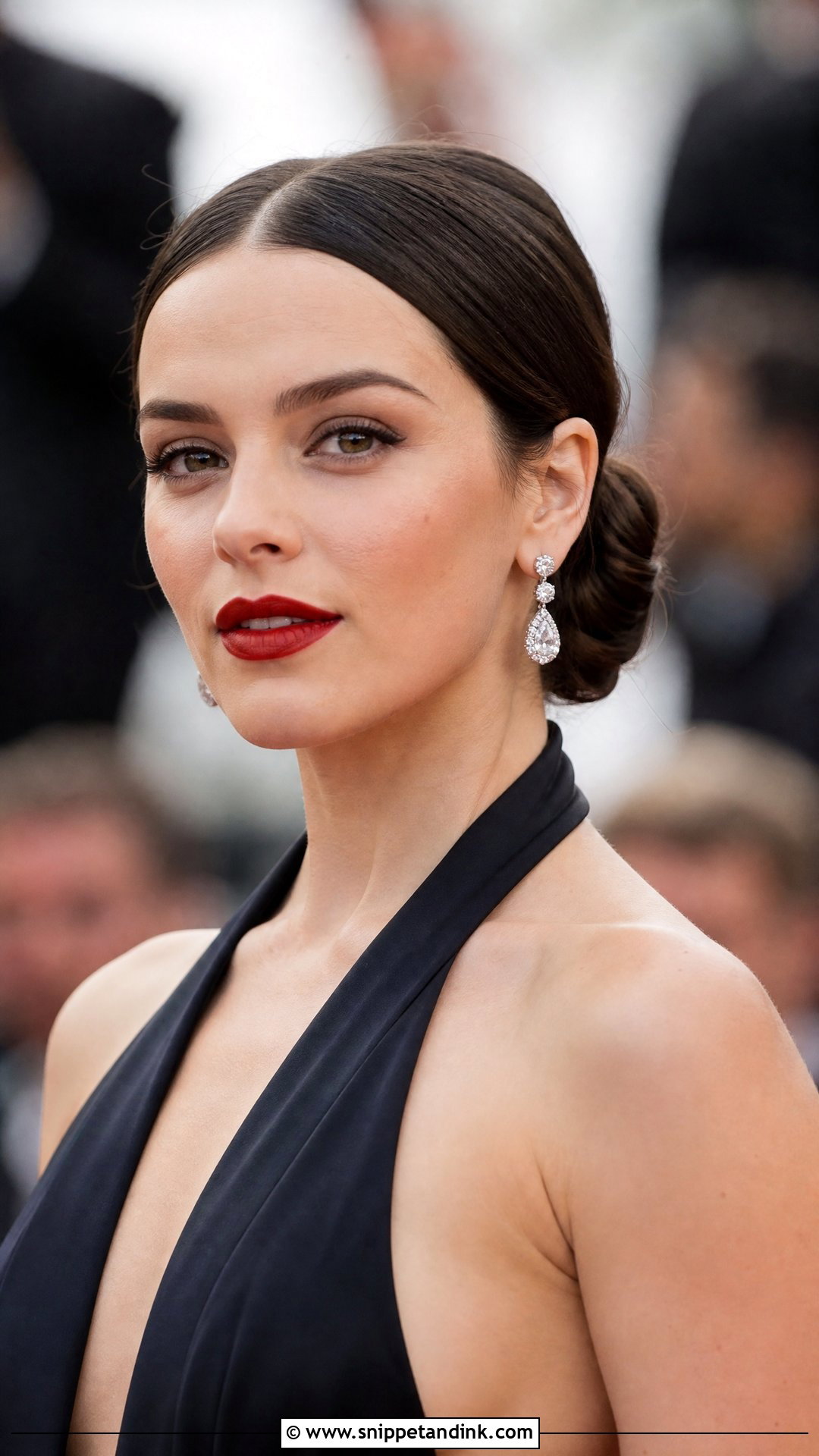 Low Chignon With Center Part - Snippet and Ink - 30 Easy Wedding Guest Hairstyles