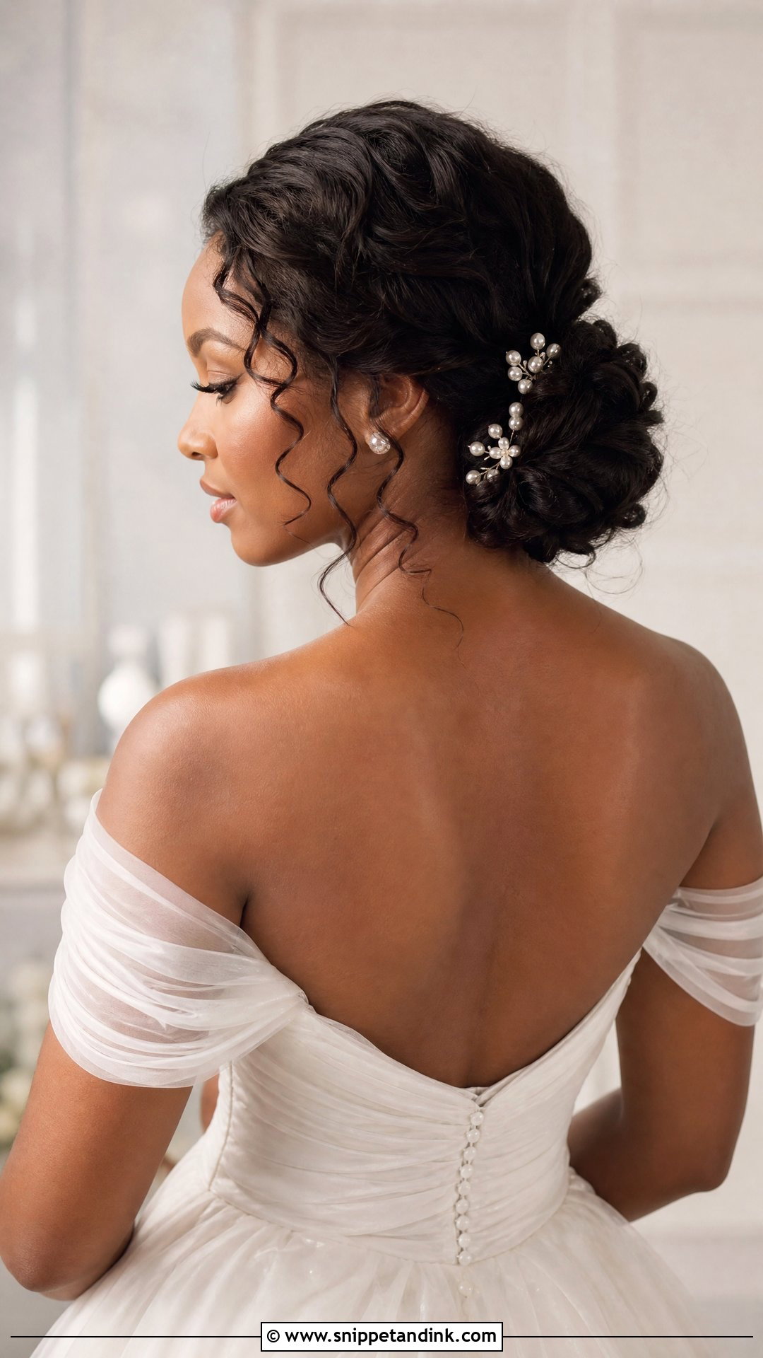 Low Chignon With Curls - Snippet and Ink - 20 Wedding Bun Hairstyles for Black Women