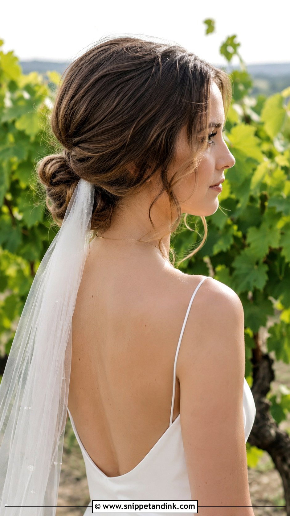 Low Chignon With Face Framing Pieces - Snippet and Ink - 25 Shoulder Length Wedding Hair Ideas