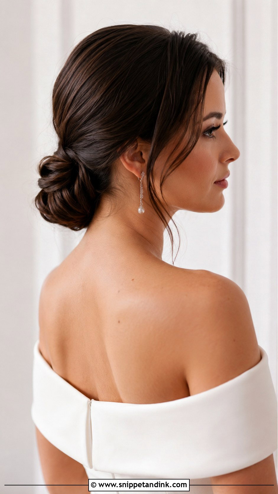 Low Chignon With Face Framing Tendrils - Snippet and Ink - 20 Wedding Hairstyles Dark Hair