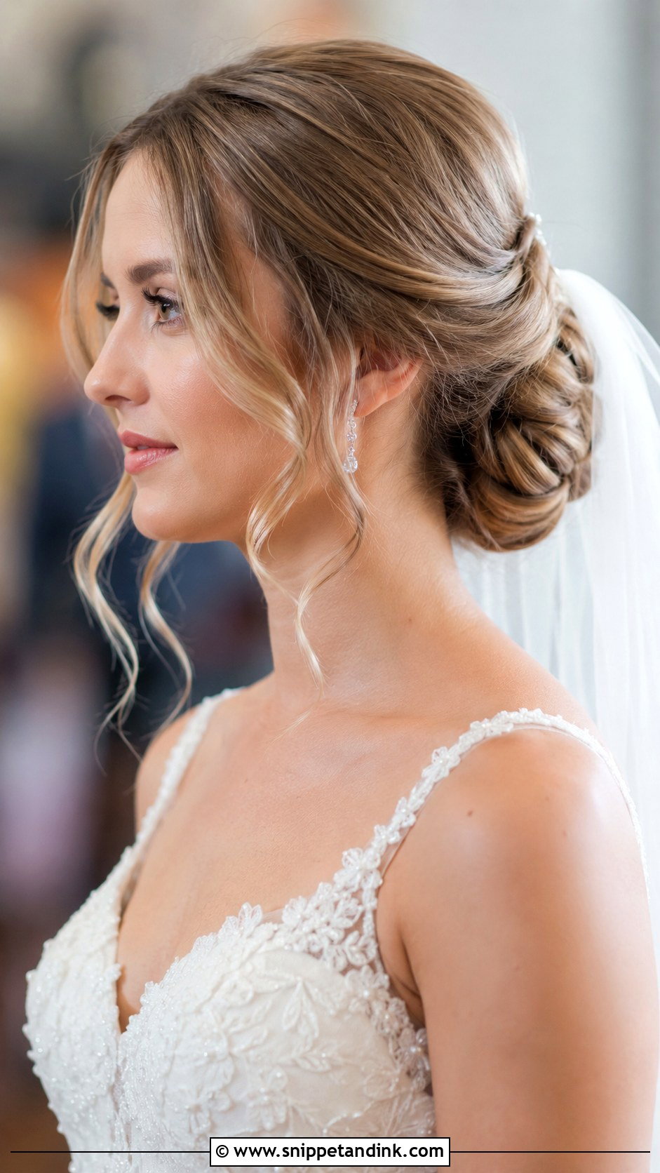 Low Chignon With Face Framing Tendrils - Snippet and Ink - 30 Bride Updo Hairstyles