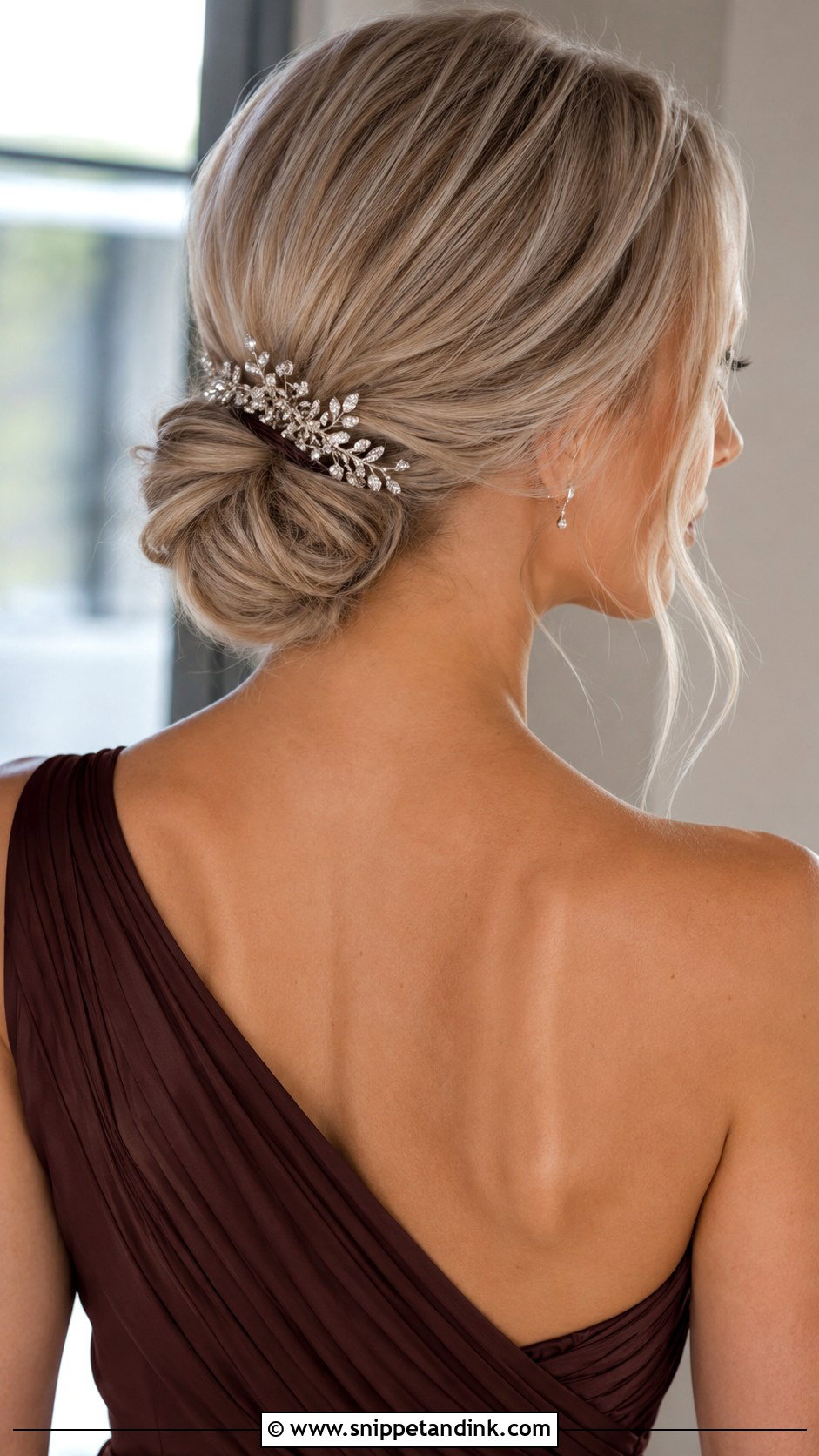 Low Chignon With Hair Accessory - Snippet and Ink - 20 Wedding Hairstyles for Fine Hair