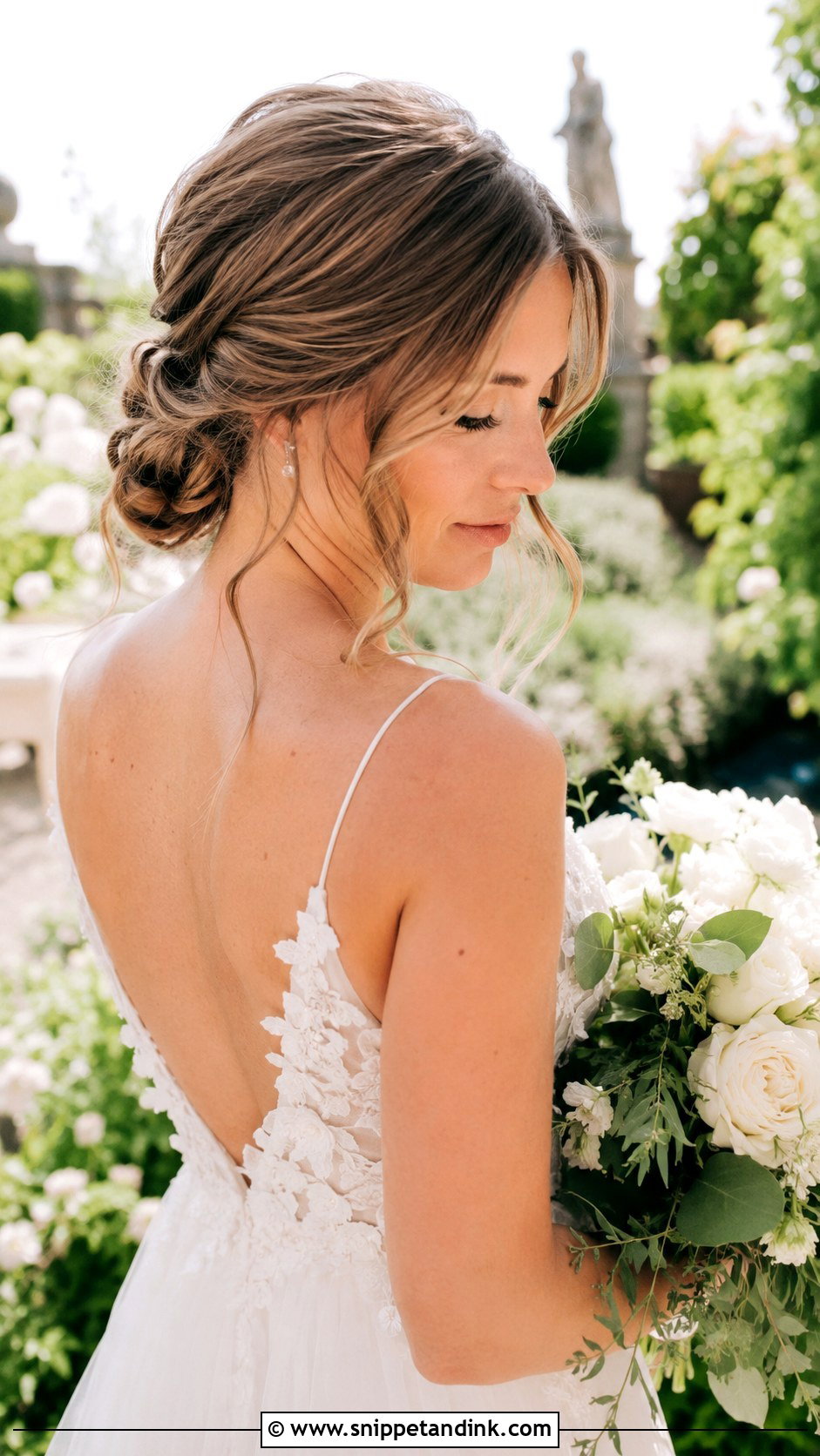 Low Chignon With Loose Tendrils - Snippet and Ink - 25 Sleek Bun Wedding Hair Ideas