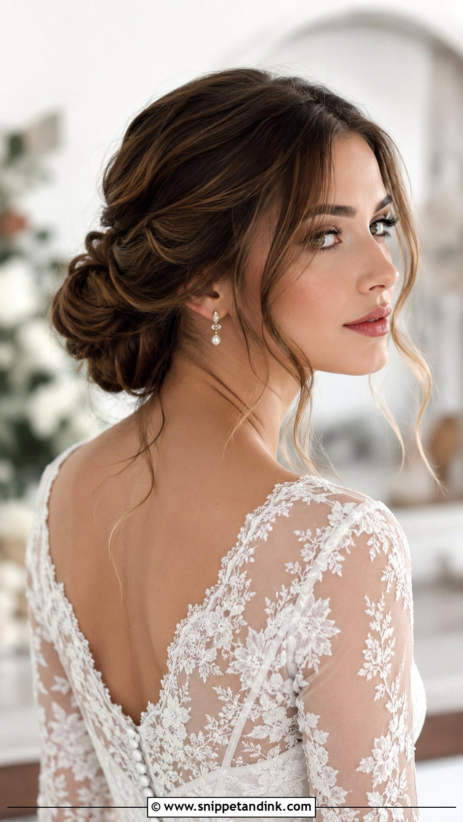 Low Chignon With Loose Tendrils - Snippet and Ink - 25 Bridal Hair Up Ideas