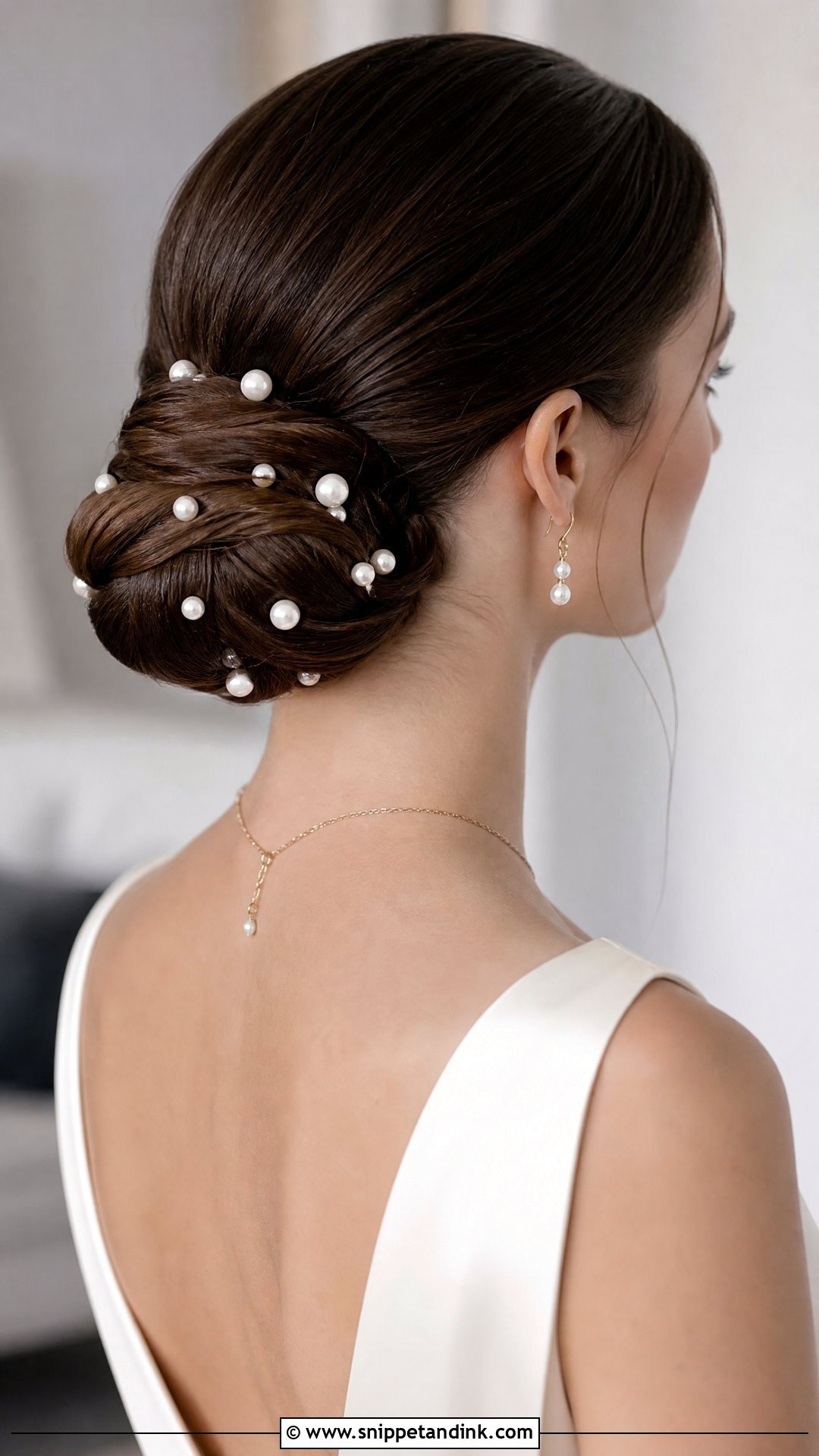 Low Chignon With Pearl Pins - Snippet and Ink - 20 Unique Bridal Hairstyles