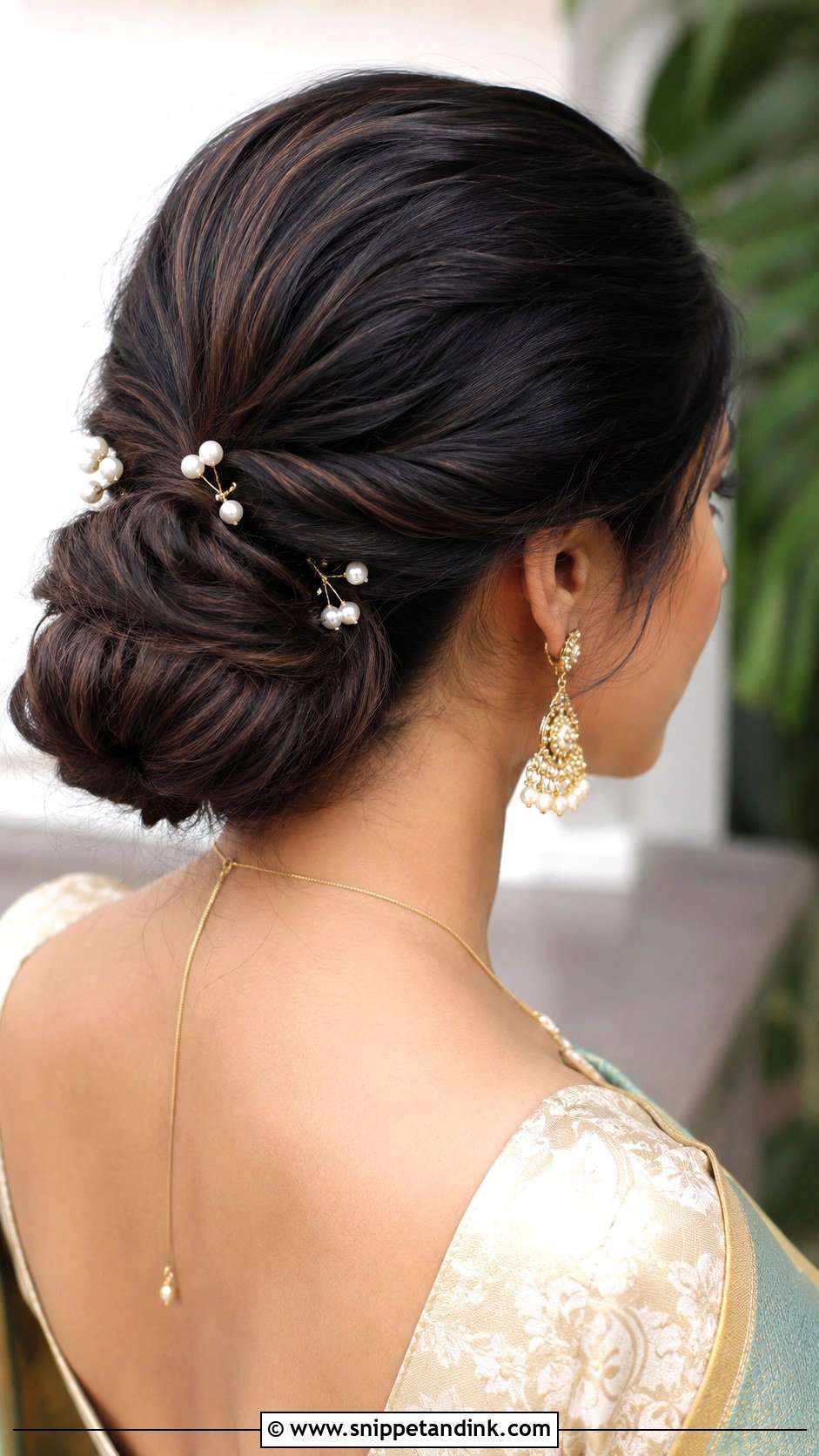 Low Chignon With Pearls - Snippet and Ink - 25 Kerala Wedding Hairstyle Ideas