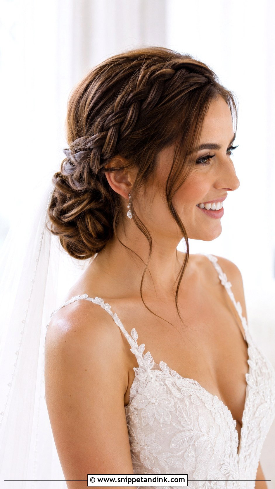 Low Chignon With Side Braid - Snippet and Ink - 25 Easy Hairstyles for Long Hair Wedding