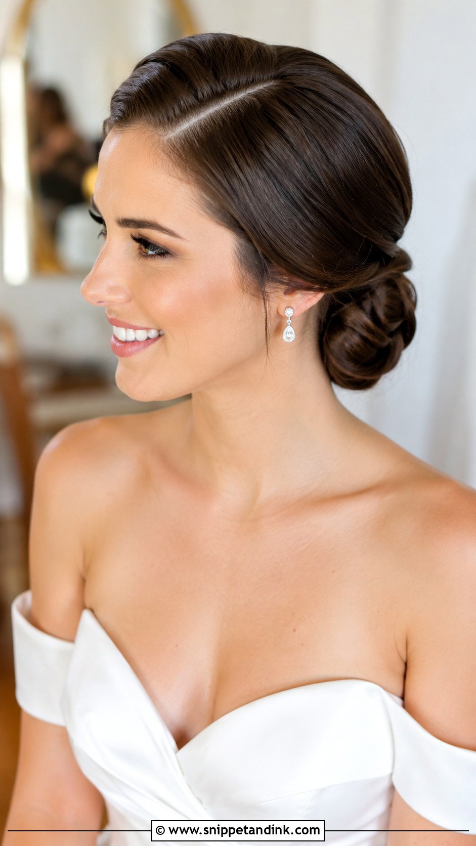 Low Chignon With Side Part - Snippet and Ink - 30 Simple Wedding Hair Ideas